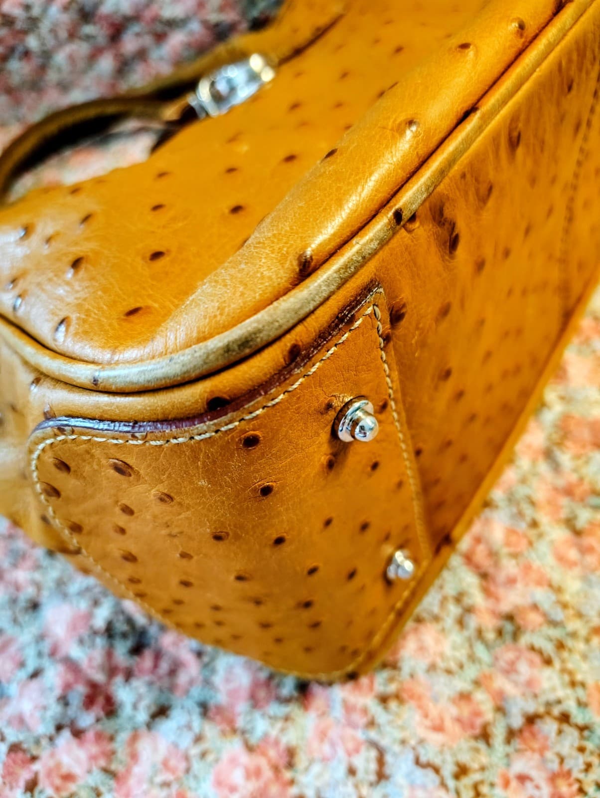 Dooney & Bourke Satchel Caramel Brown Ostrich Embossed Leather - Thumbnail 4