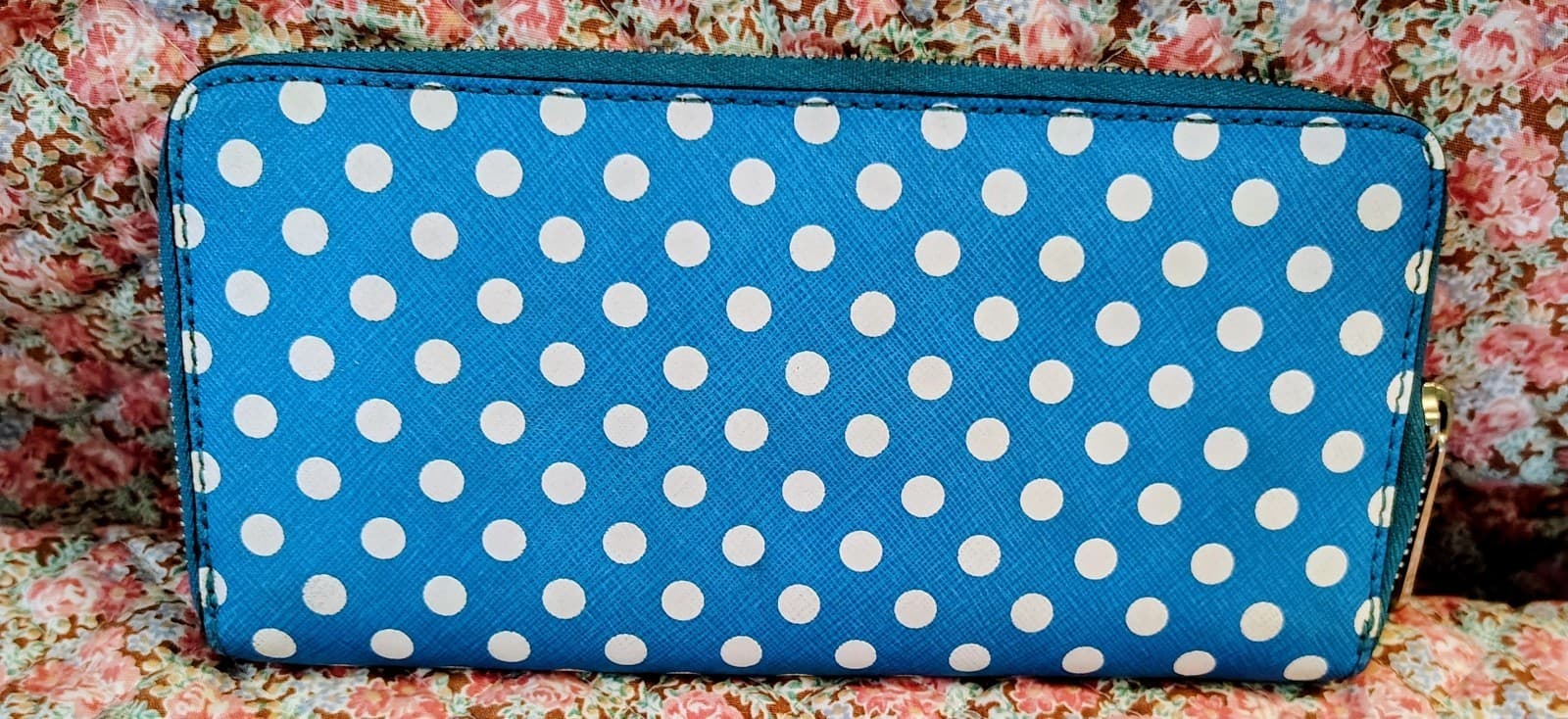 Michael Kors Blue And White Polka Dot Fulton Multifunction Phone Case Wallet - Thumbnail 7