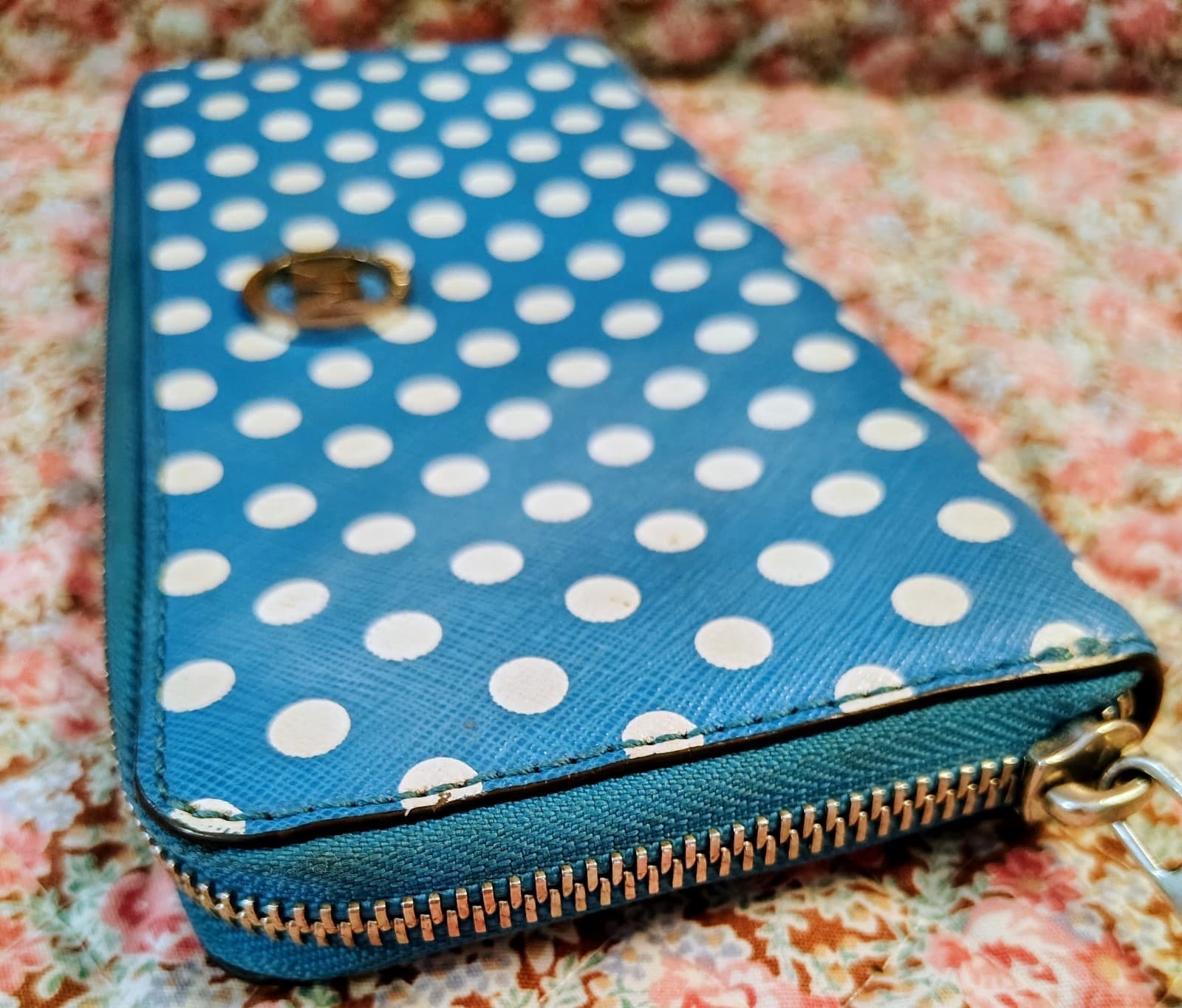 Michael Kors Blue And White Polka Dot Fulton Multifunction Phone Case Wallet - Thumbnail 8