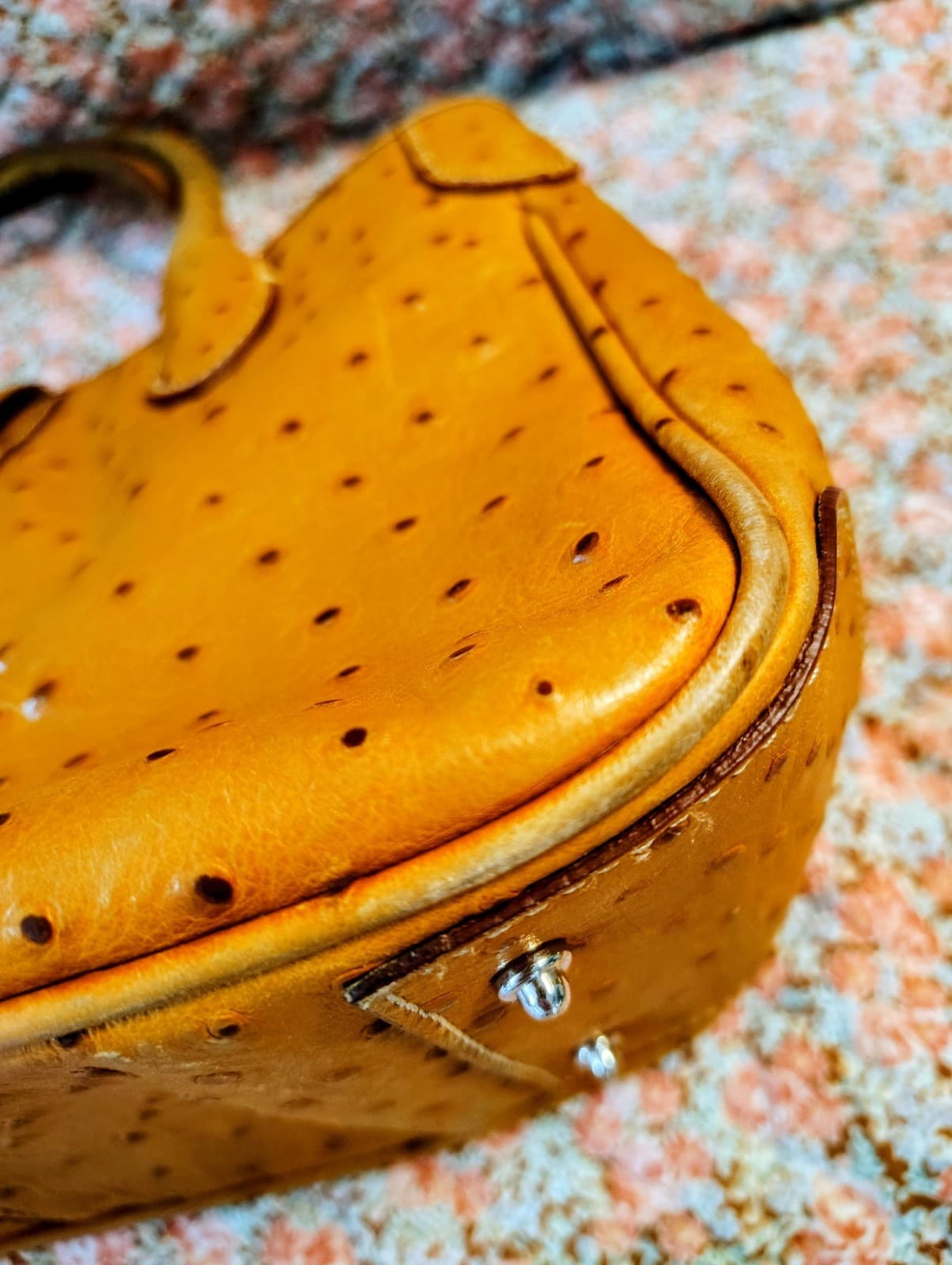 Dooney & Bourke Satchel Caramel Brown Ostrich Embossed Leather - Thumbnail 8