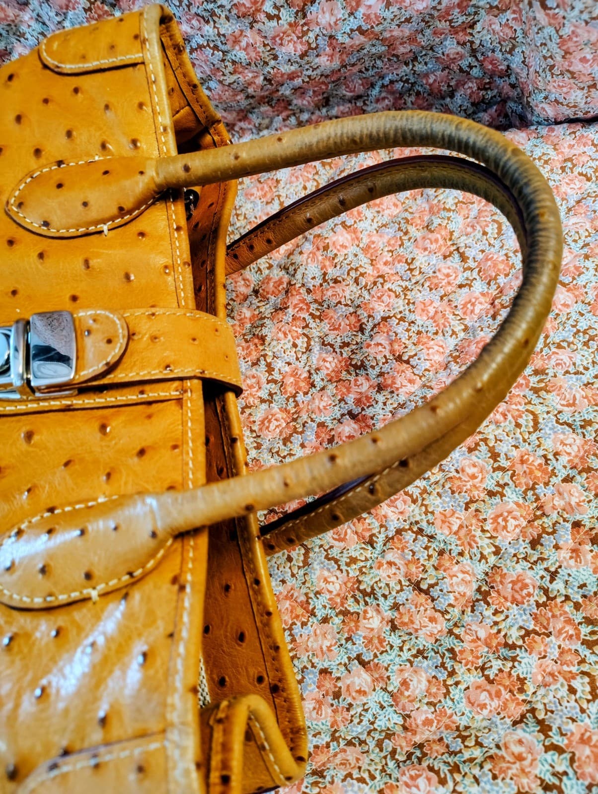 Dooney & Bourke Satchel Caramel Brown Ostrich Embossed Leather - Thumbnail 5