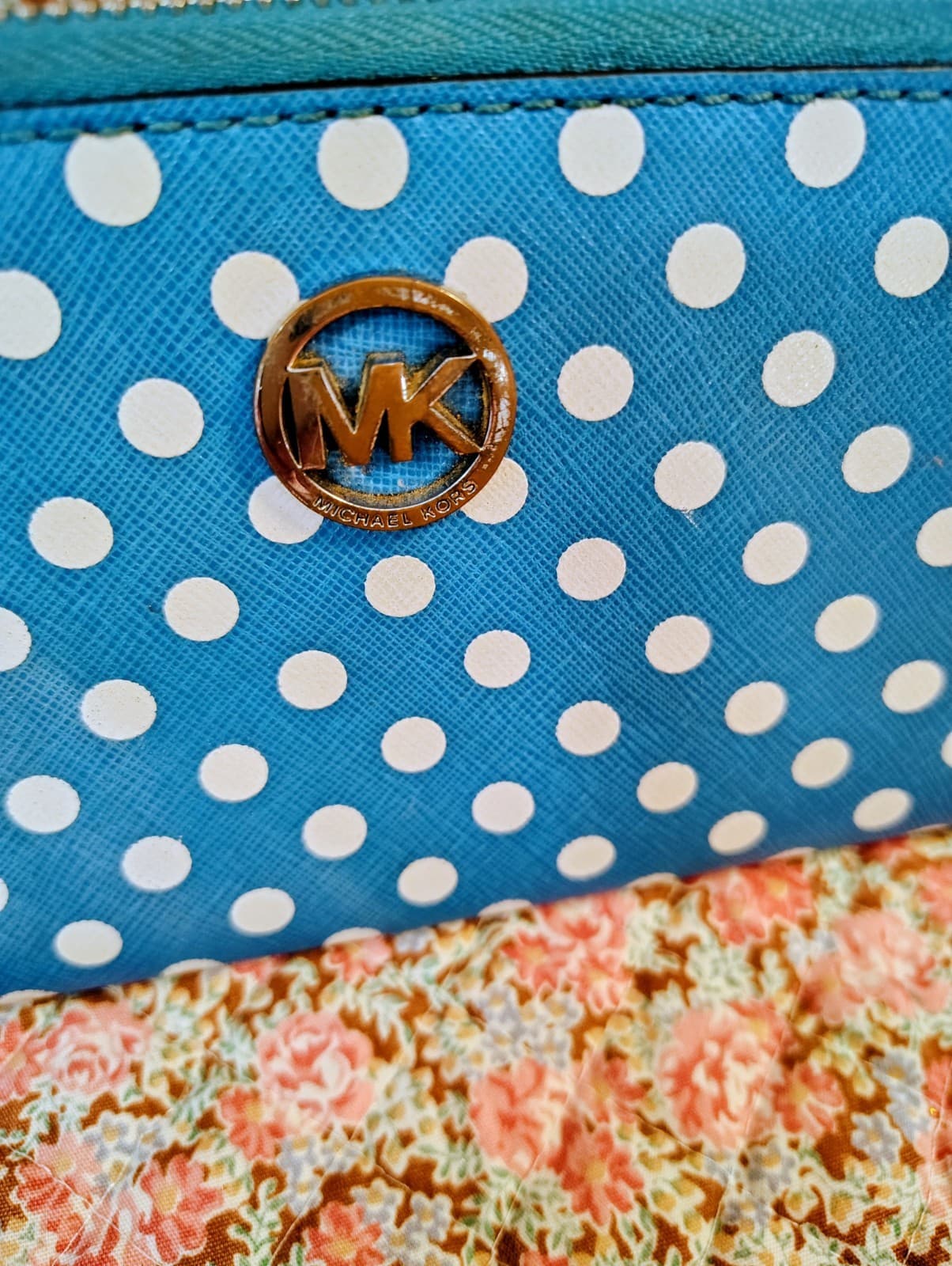 Michael Kors Blue And White Polka Dot Fulton Multifunction Phone Case Wallet - Thumbnail 3