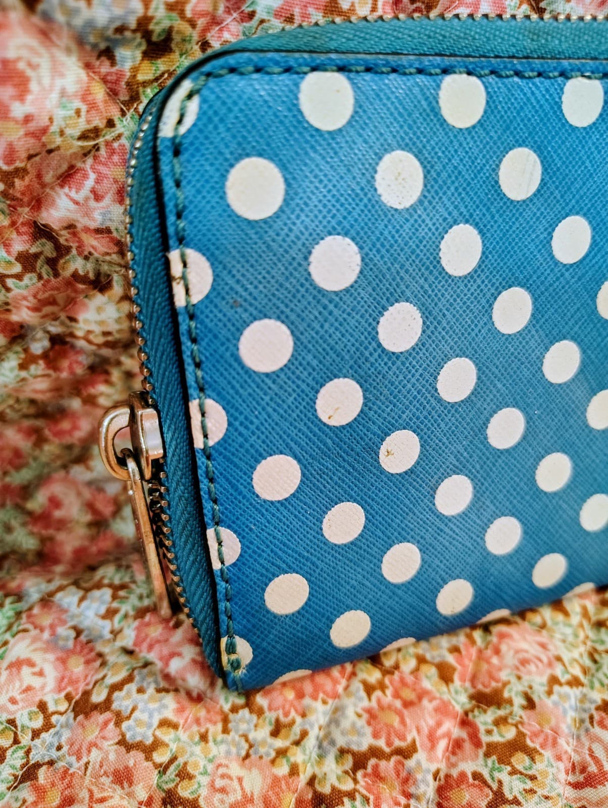 Michael Kors Blue And White Polka Dot Fulton Multifunction Phone Case Wallet - Thumbnail 6