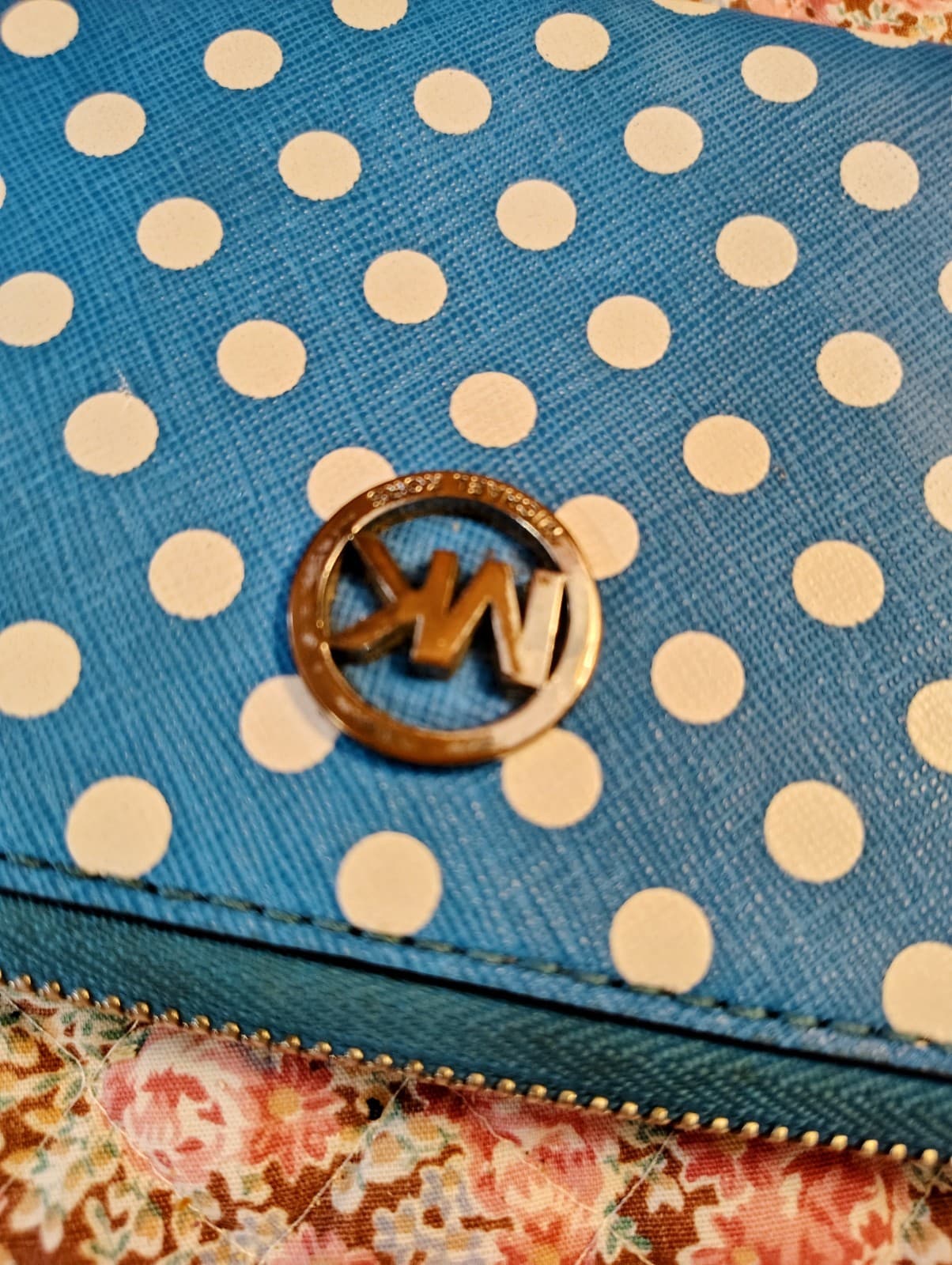 Michael Kors Blue And White Polka Dot Fulton Multifunction Phone Case Wallet - Thumbnail 11
