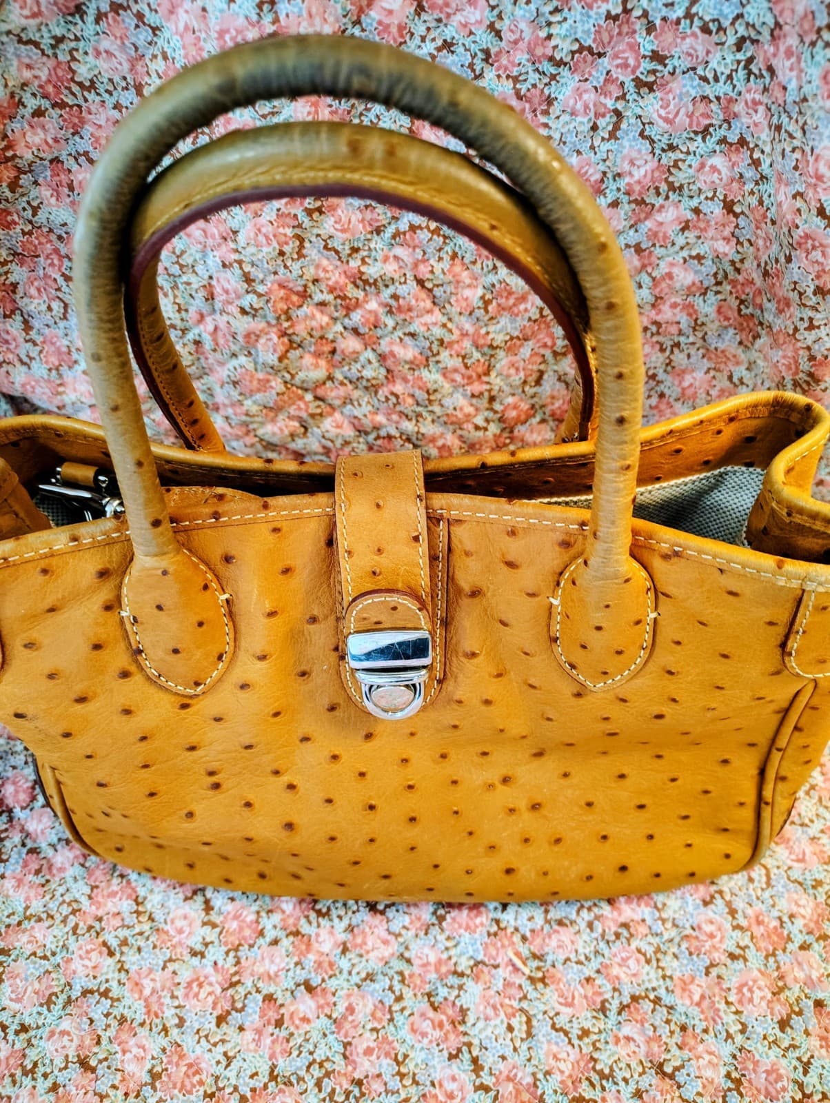 Dooney & Bourke Satchel Caramel Brown Ostrich Embossed Leather - Thumbnail 21