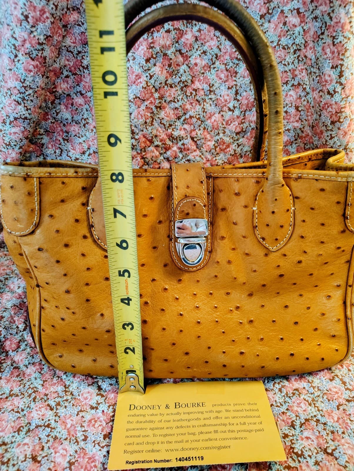 Dooney & Bourke Satchel Caramel Brown Ostrich Embossed Leather - Thumbnail 23