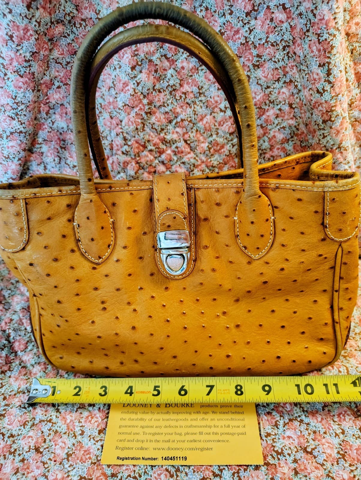 Dooney & Bourke Satchel Caramel Brown Ostrich Embossed Leather - Thumbnail 24