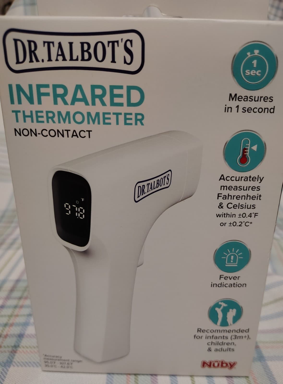 Dr. Talbots Non-Contact Infrared Thermometer LED Screen Baby/Kids/Adult Nuby