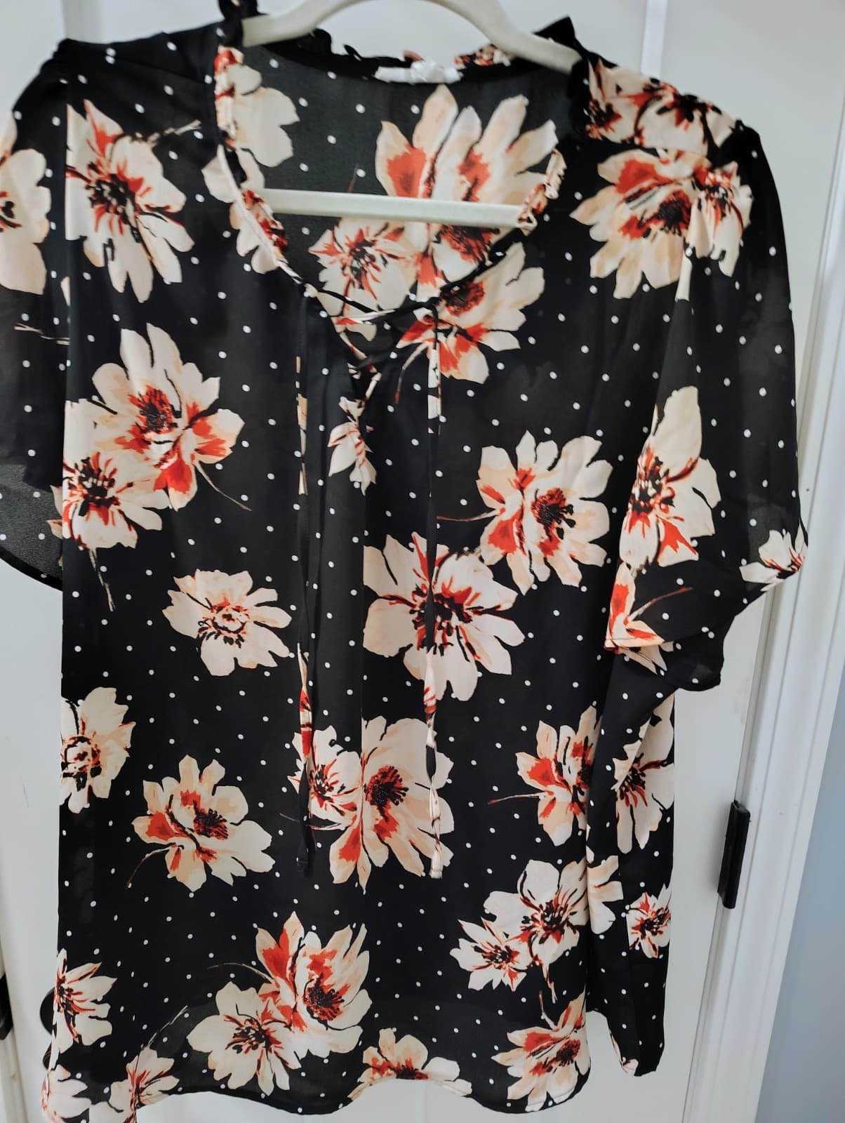 Maurices Women's Blouse Black Floral 2X