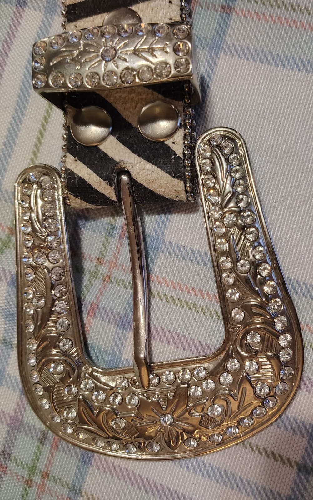 Blazin Roxx Western Belt 42.5" Silver Studded Rhinestone Buckle Vintage (M) - Thumbnail 7