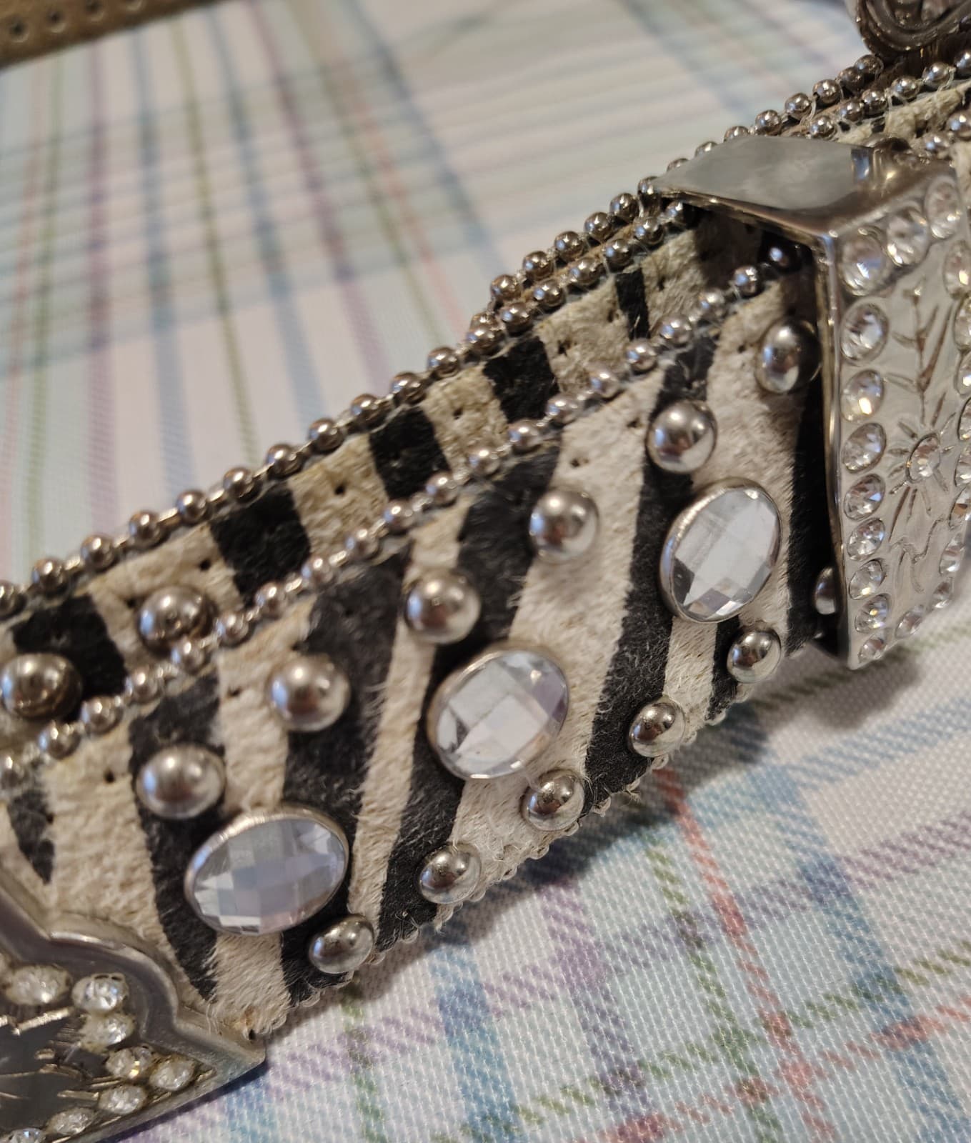 Blazin Roxx Western Belt 42.5" Silver Studded Rhinestone Buckle Vintage (M) - Thumbnail 3