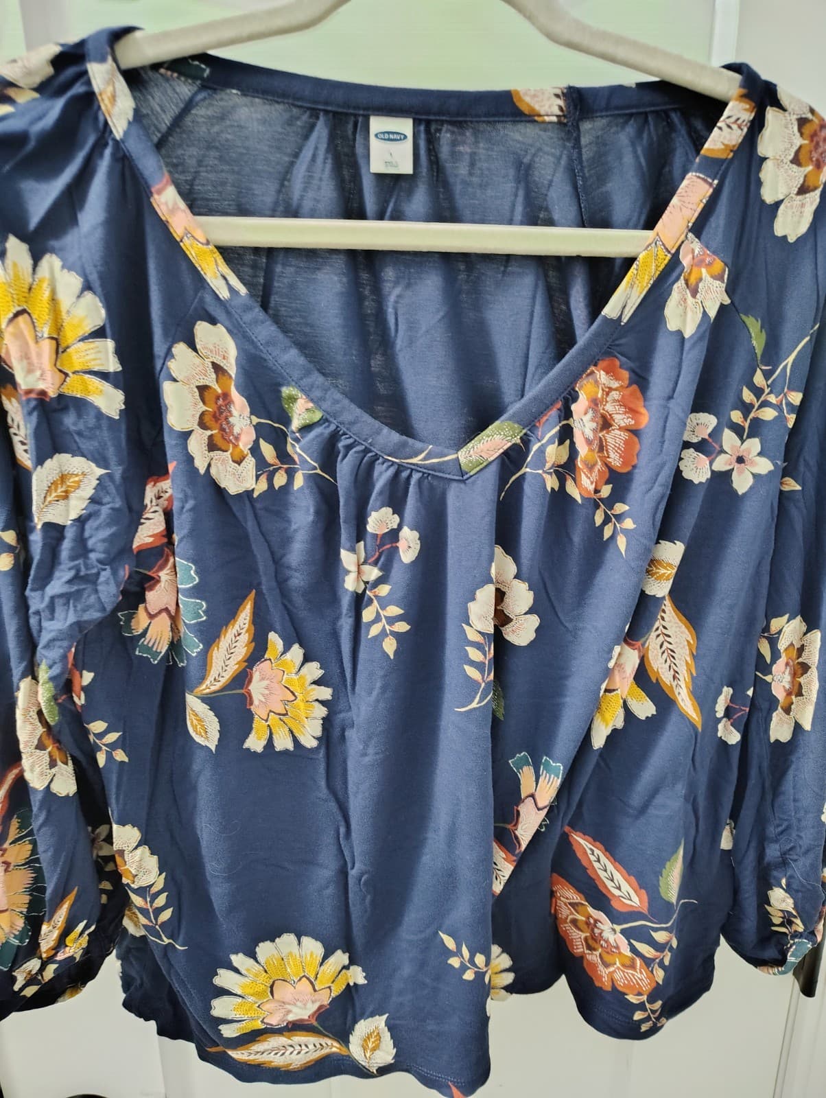 Old Navy Blouse Top Navy Blue Floral