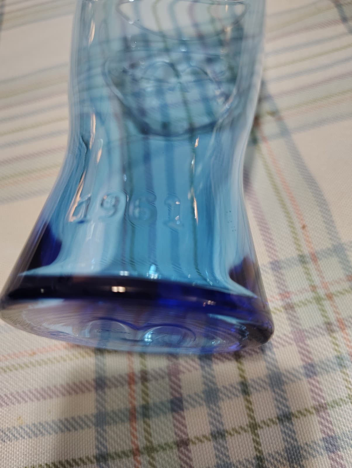 Vintage 1961 Blue Glass McDonald 16oz Retro Collector Drinking Glass - Thumbnail 2