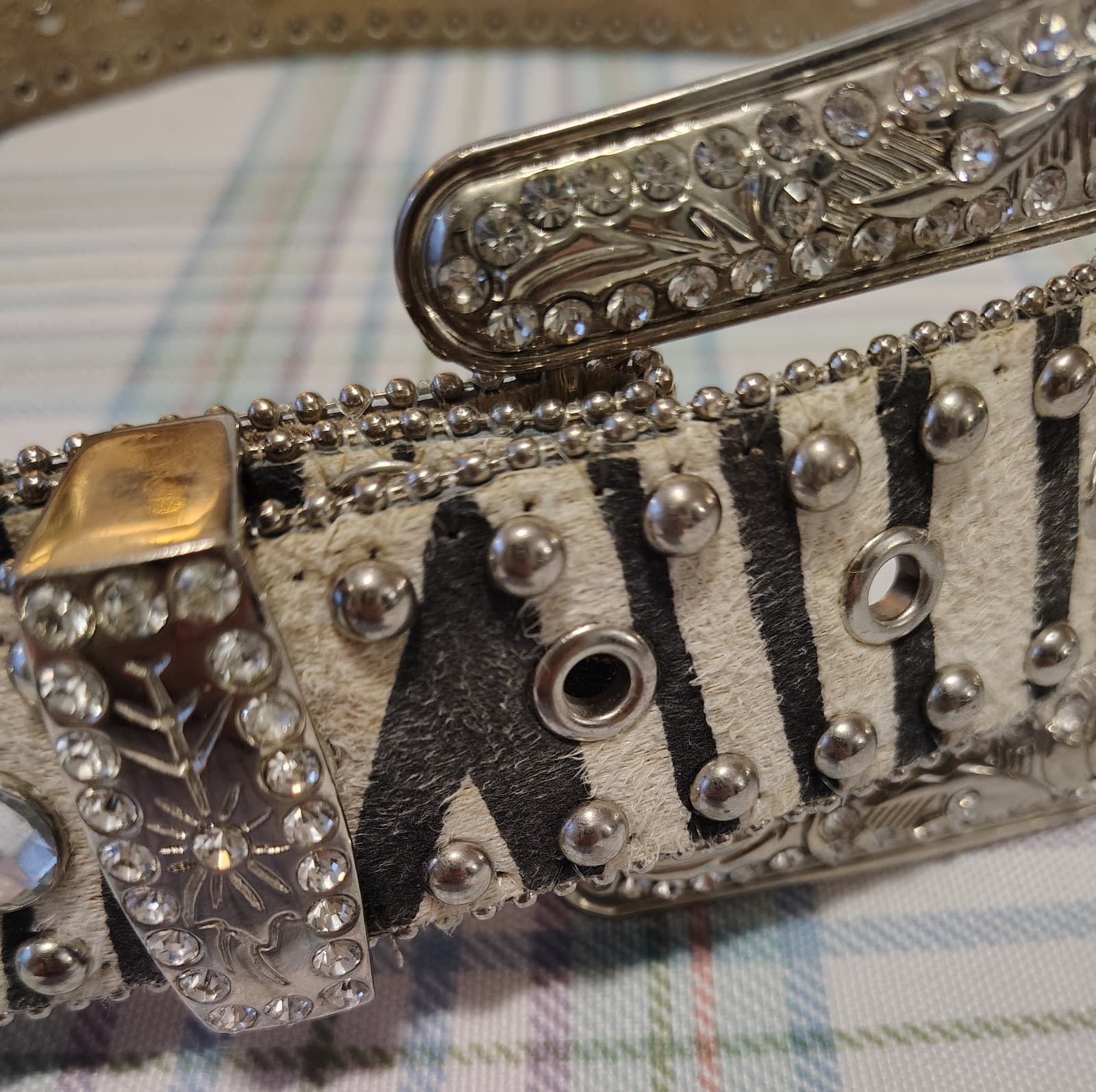 Blazin Roxx Western Belt 42.5" Silver Studded Rhinestone Buckle Vintage (M) - Thumbnail 4