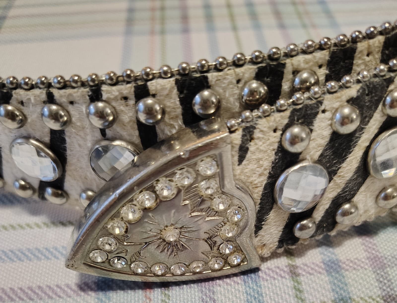 Blazin Roxx Western Belt 42.5" Silver Studded Rhinestone Buckle Vintage (M) - Thumbnail 2