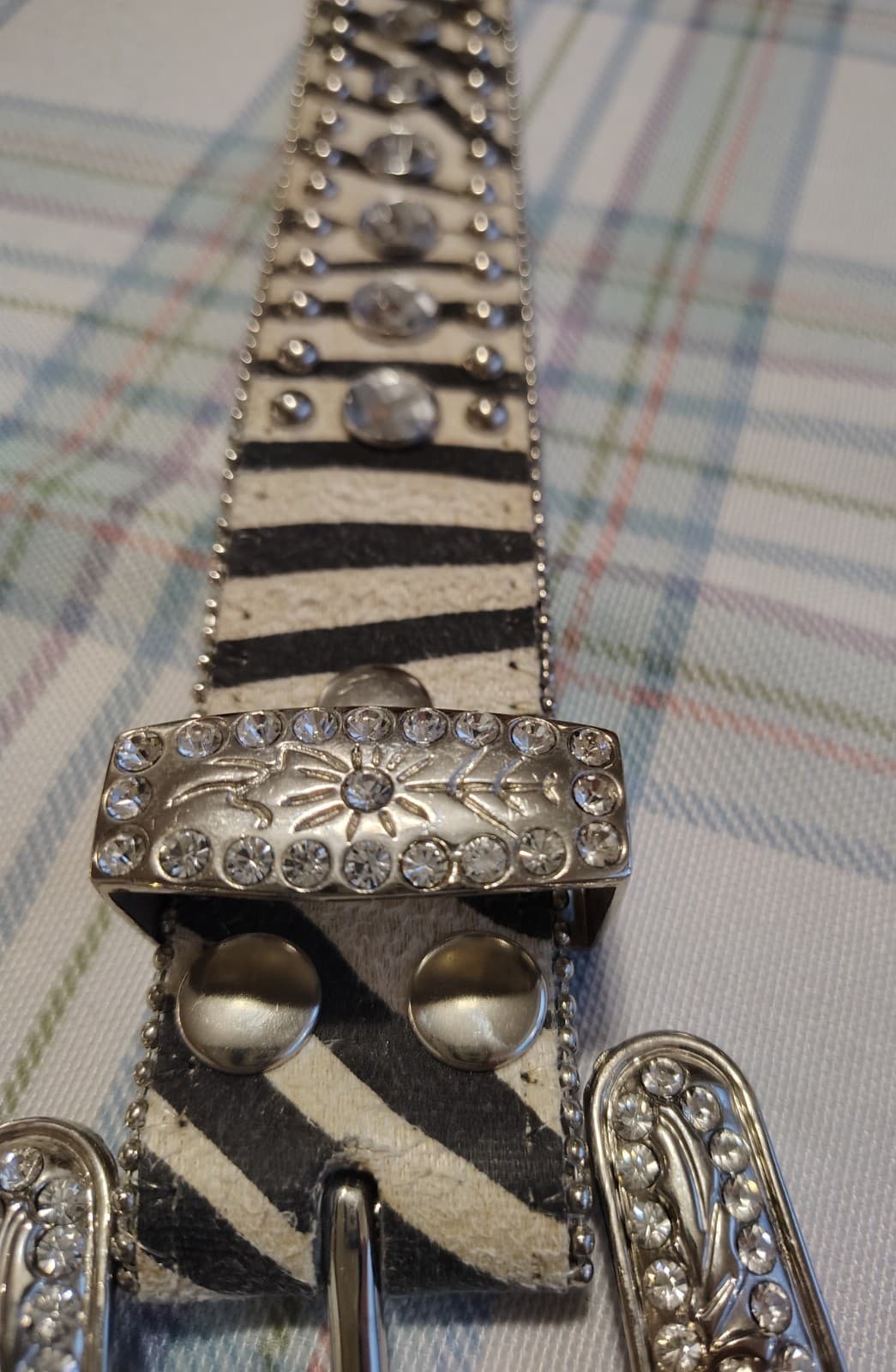 Blazin Roxx Western Belt 42.5" Silver Studded Rhinestone Buckle Vintage (M) - Thumbnail 11