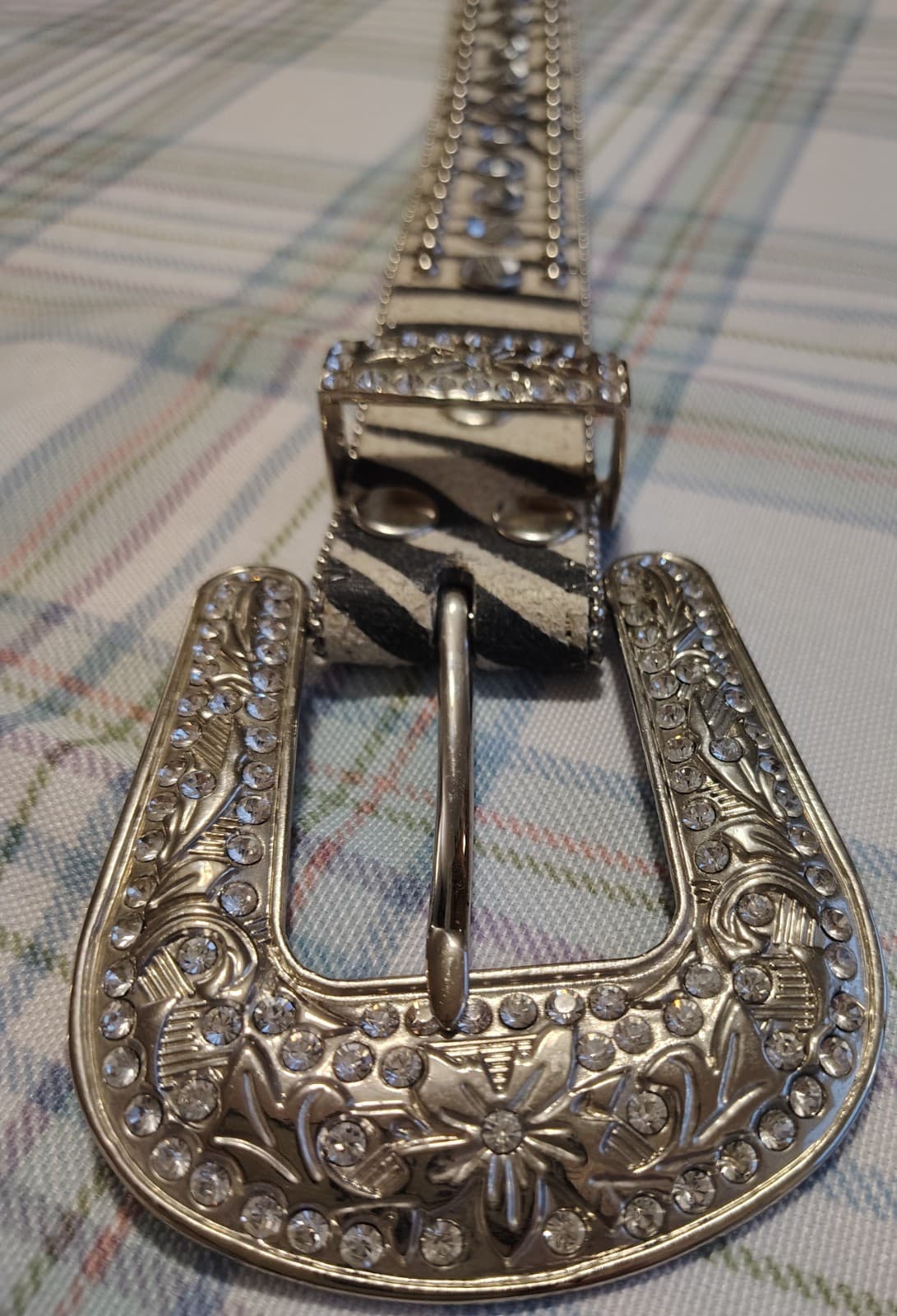 Blazin Roxx Western Belt 42.5" Silver Studded Rhinestone Buckle Vintage (M) - Thumbnail 10