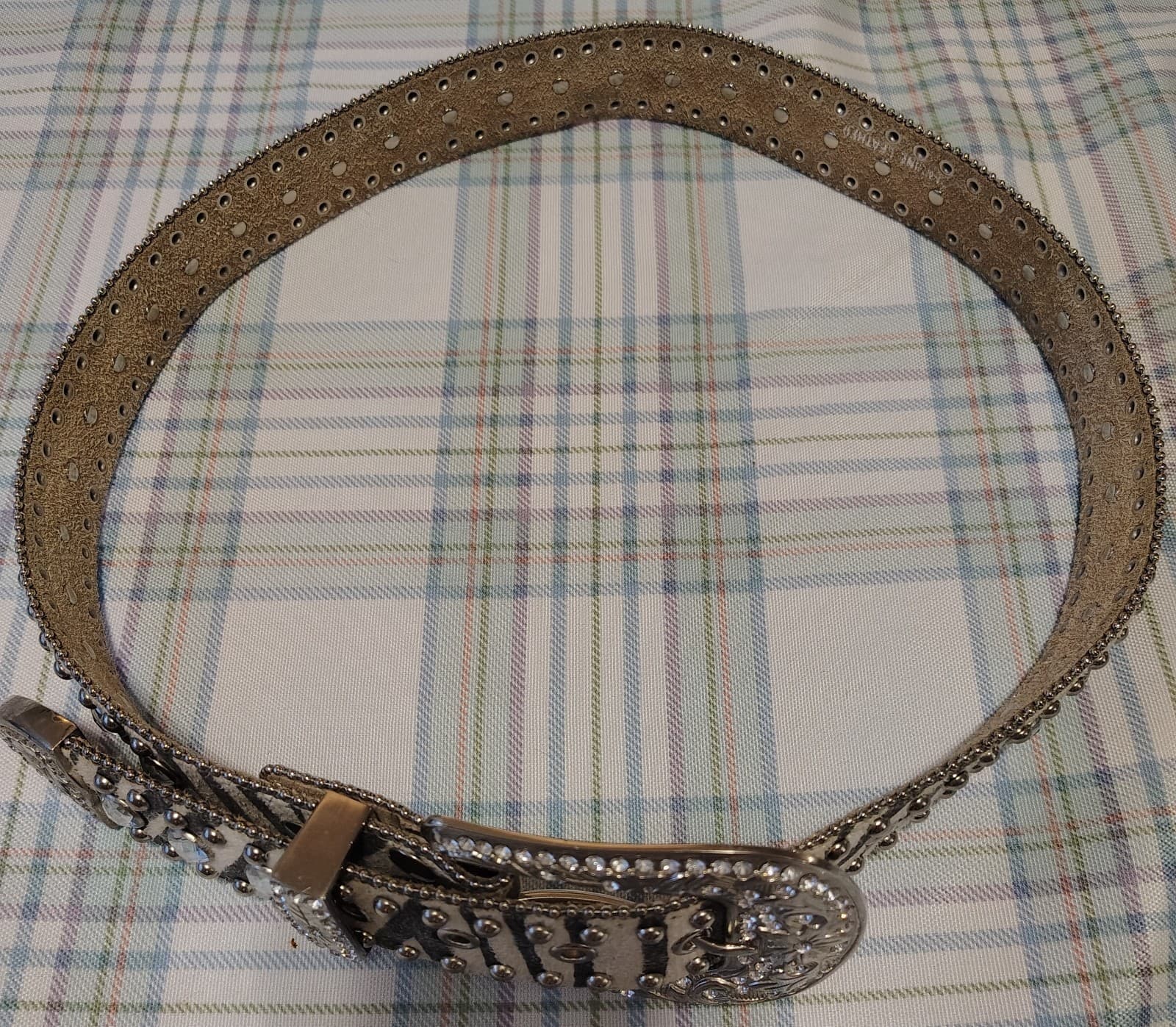Blazin Roxx Western Belt 42.5" Silver Studded Rhinestone Buckle Vintage (M) - Thumbnail 9