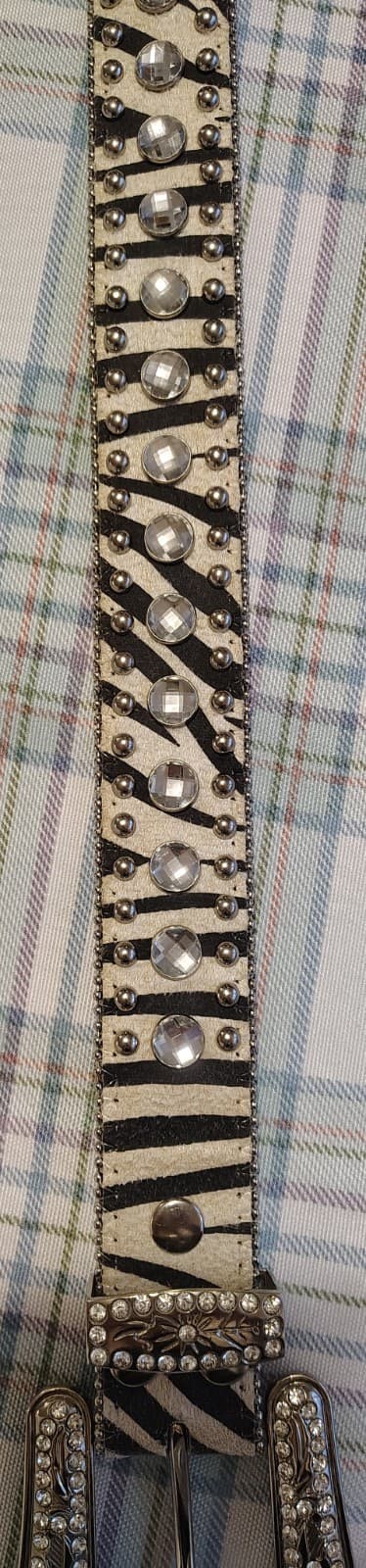 Blazin Roxx Western Belt 42.5" Silver Studded Rhinestone Buckle Vintage (M) - Thumbnail 12