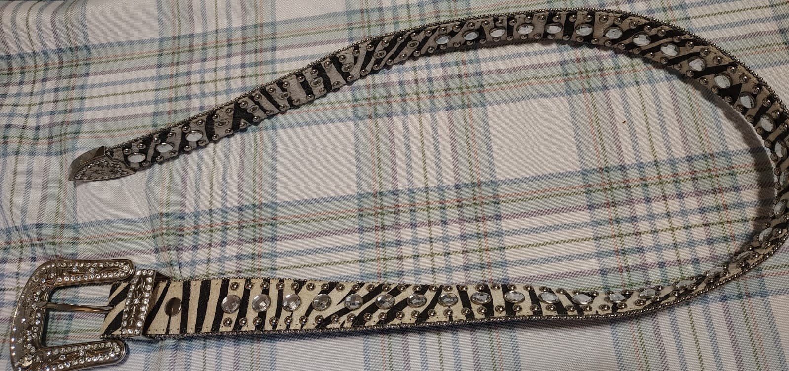 Blazin Roxx Western Belt 42.5" Silver Studded Rhinestone Buckle Vintage (M) - Thumbnail 8