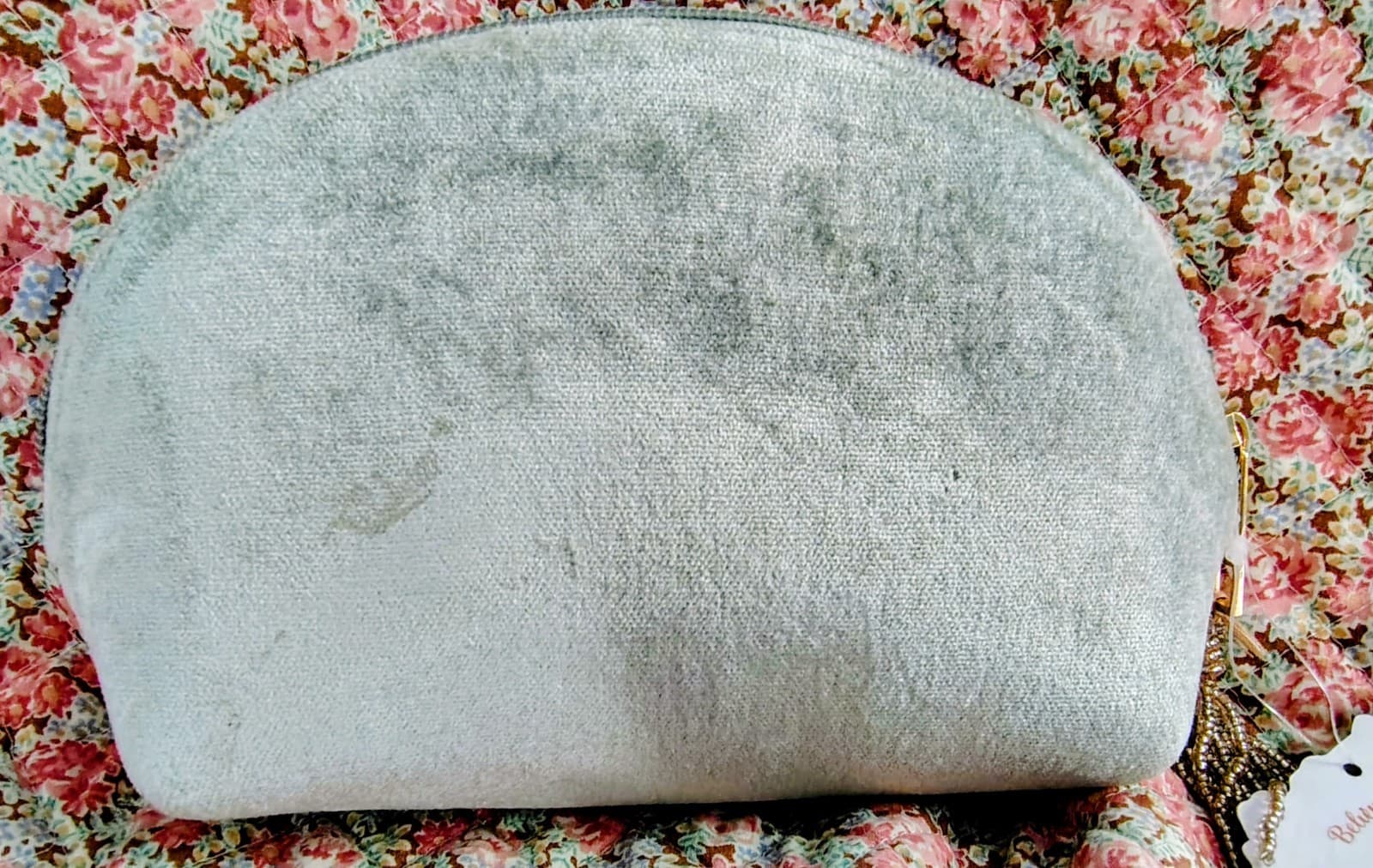 Shine And Sparkle Velvet Floral Cosmetic Bag Embroidered Beaded NWT - Thumbnail 5
