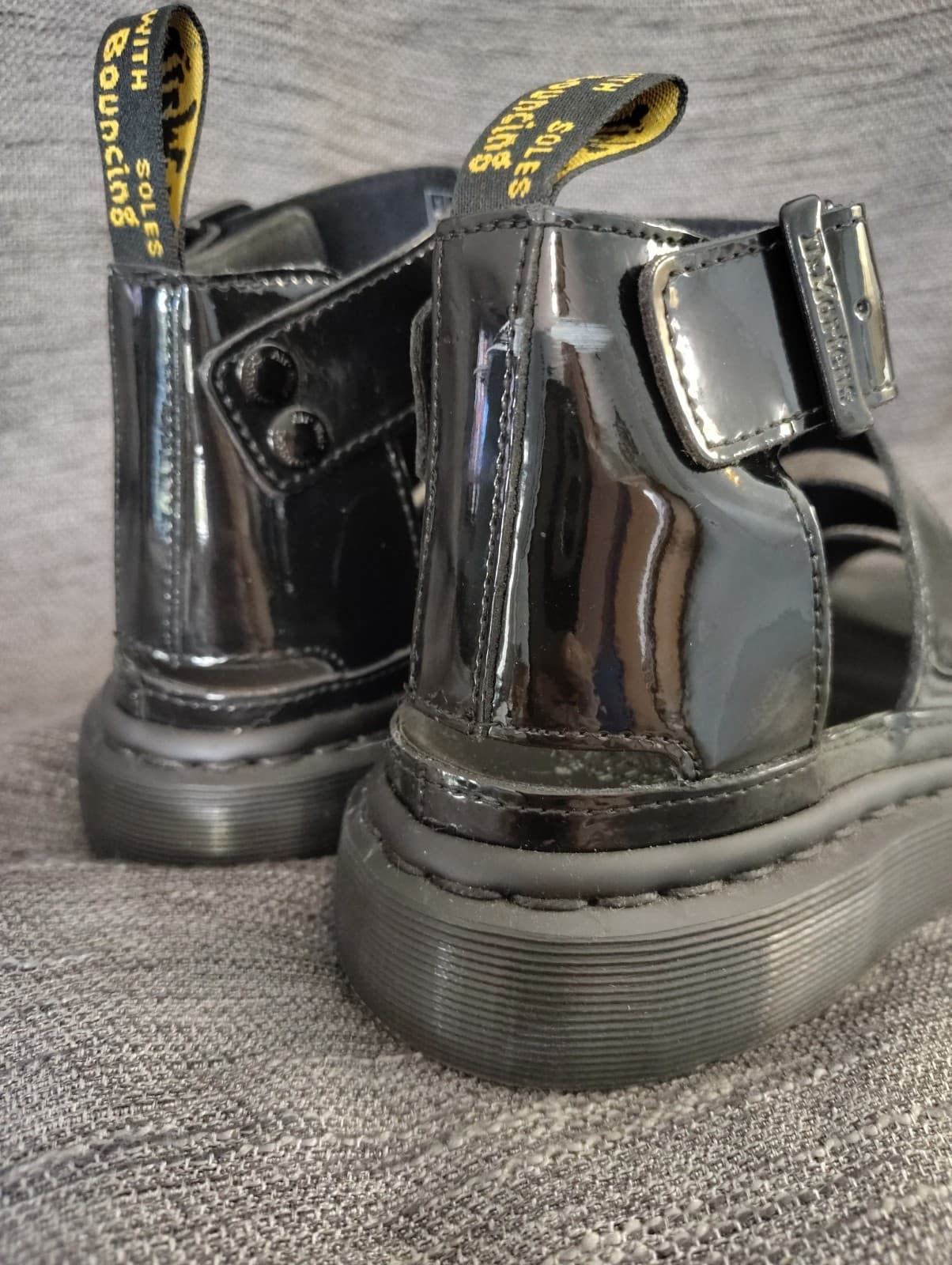 NEW Doc Martins Black Shiny Leather Platform Sandals Size 7 - Thumbnail 11
