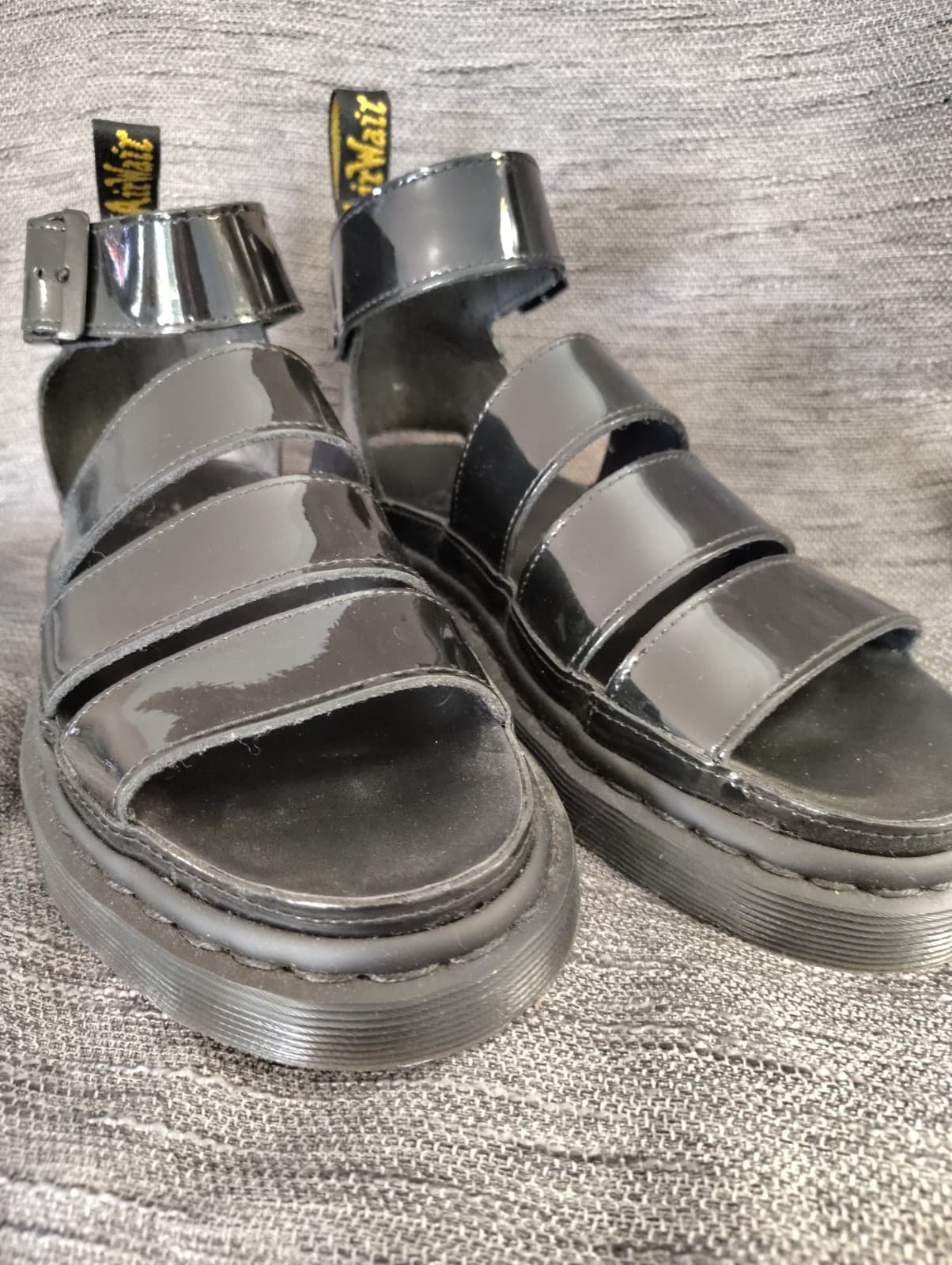 NEW Doc Martins Black Shiny Leather Platform Sandals Size 7 - Thumbnail 10