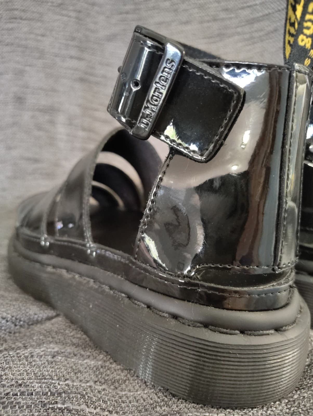 NEW Doc Martins Black Shiny Leather Platform Sandals Size 7 - Thumbnail 3