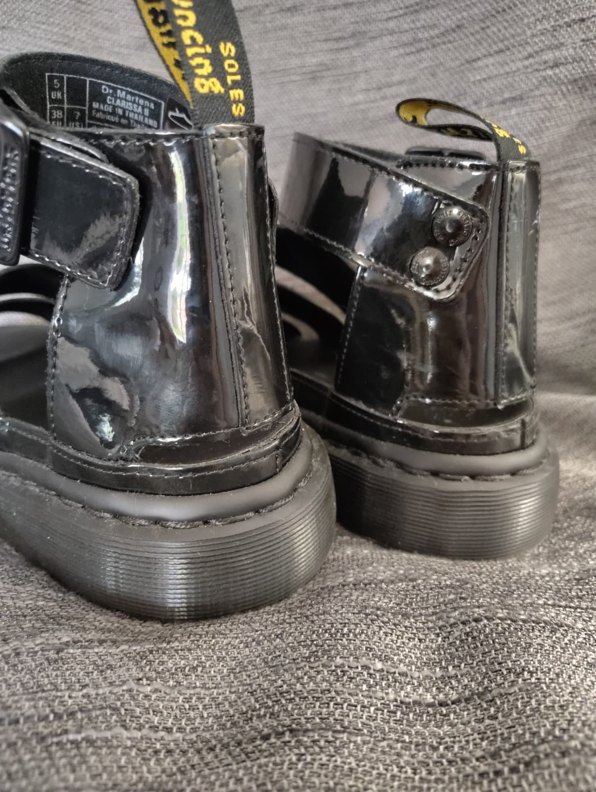 NEW Doc Martins Black Shiny Leather Platform Sandals Size 7 - Thumbnail 5