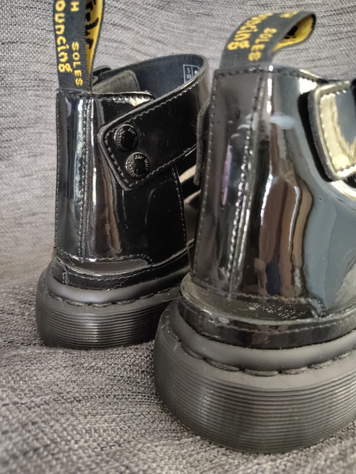 NEW Doc Martins Black Shiny Leather Platform Sandals Size 7 - Thumbnail 4