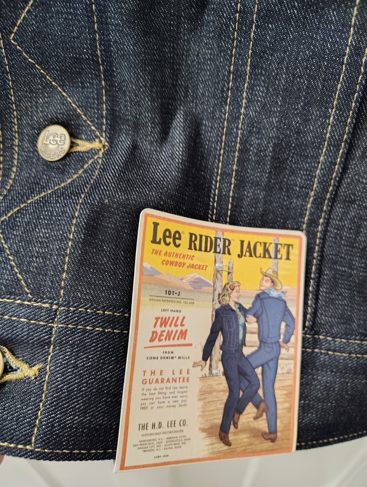 Lee Rigid Rider Twill Denim Cowboy Jacket Reissue 101-J, Small, NWT, MSRP $329 - Thumbnail 4