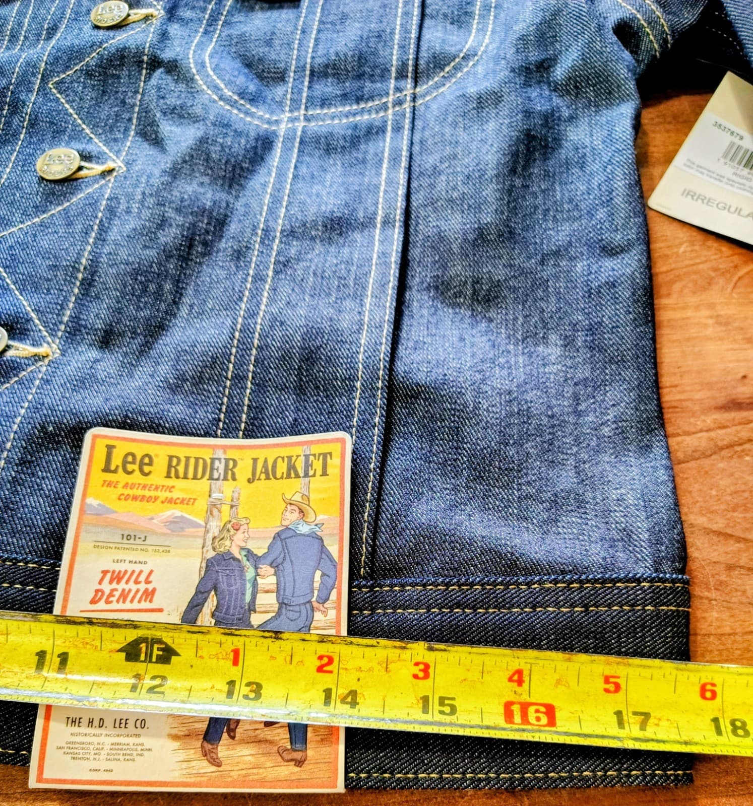 Lee Rigid Rider Twill Denim Cowboy Jacket Reissue 101-J, Small, NWT, MSRP $329 - Thumbnail 13