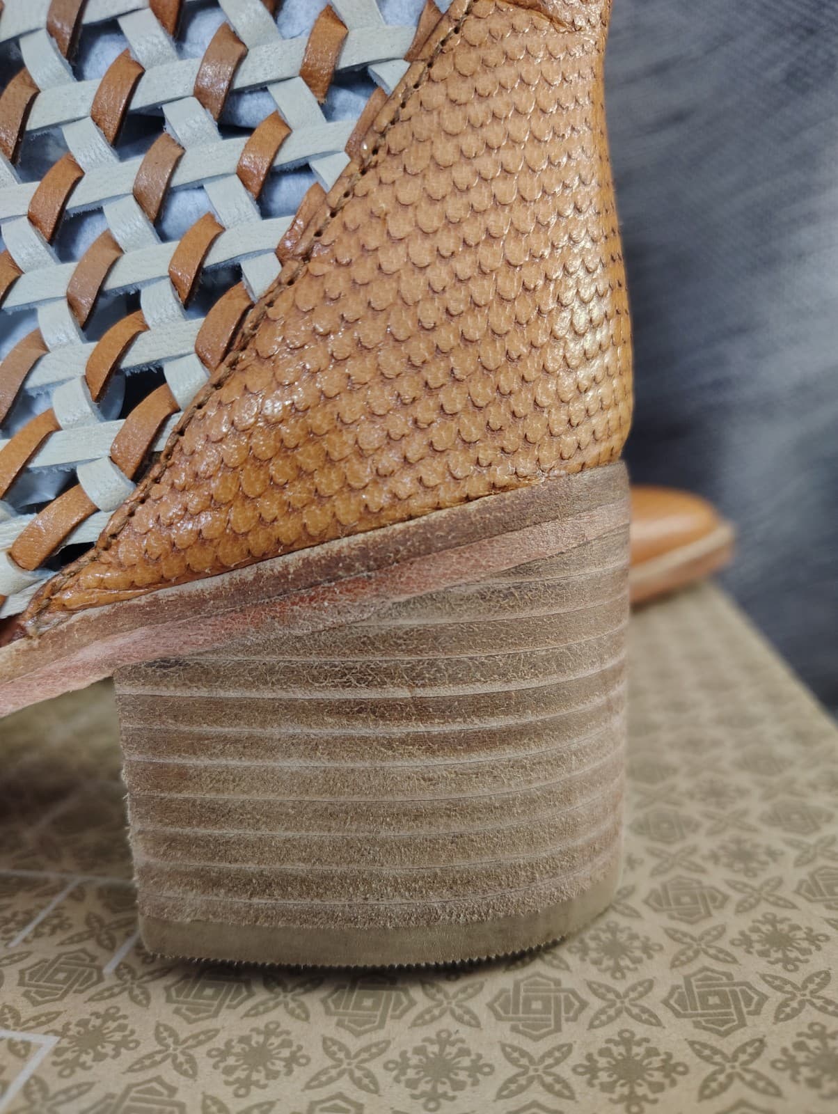 NEW Roolee Braided Leather Tan/White Anklet Boots, Size 7 - Thumbnail 14