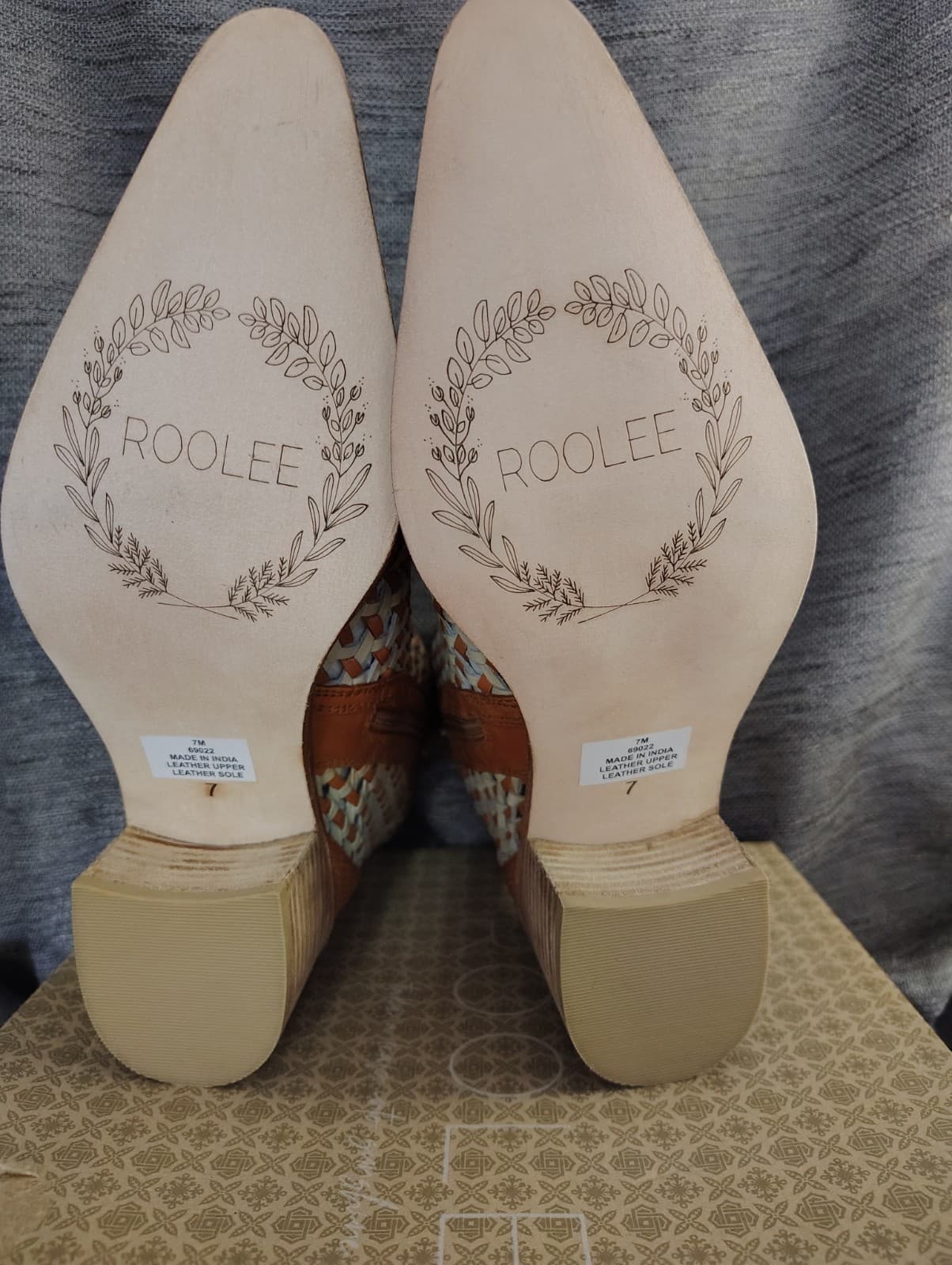 NEW Roolee Braided Leather Tan/White Anklet Boots, Size 7 - Thumbnail 5