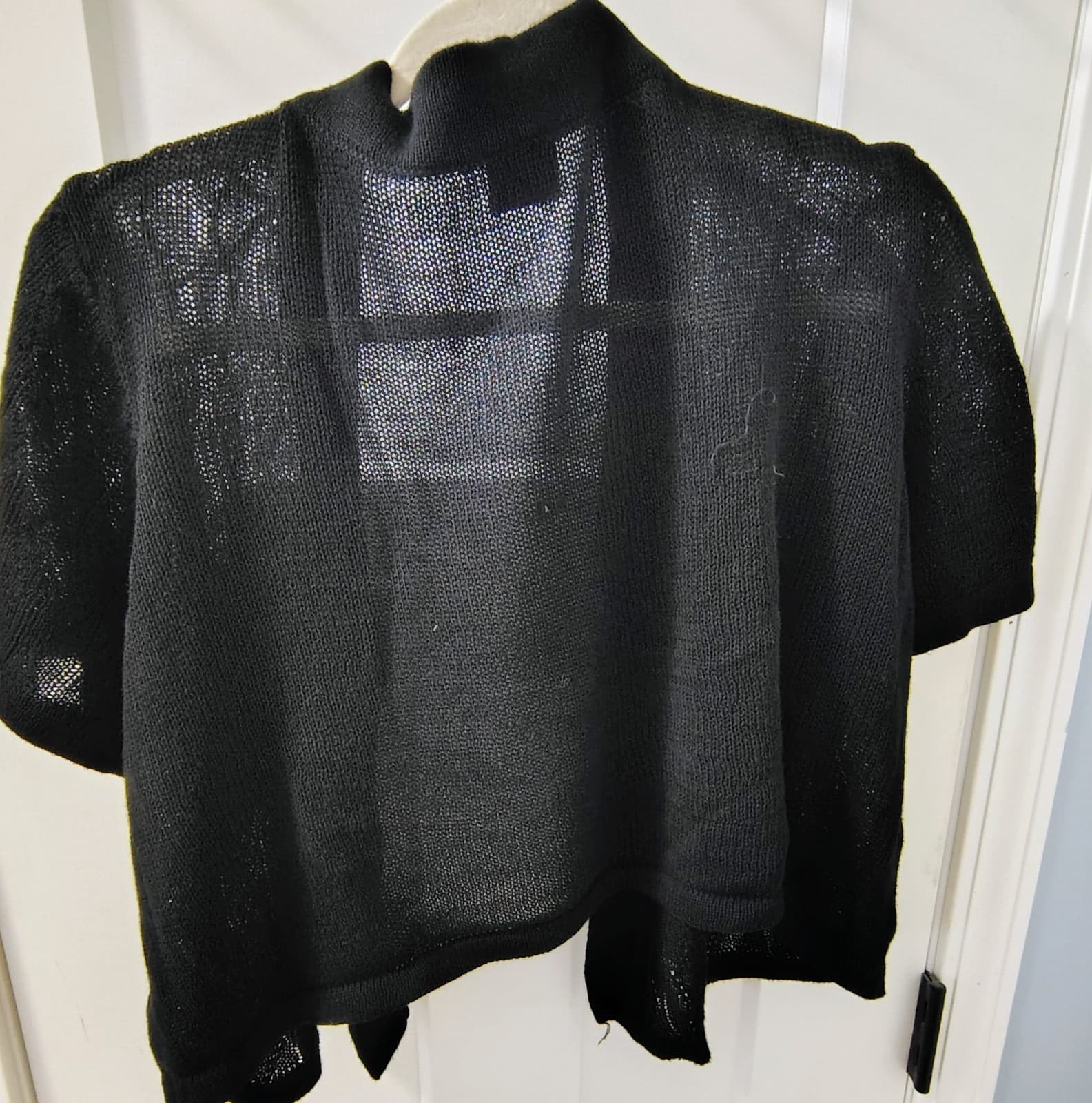 Faded Glory Woman's Black Open Front Short Sleeve 3X Cardigan - Thumbnail 3