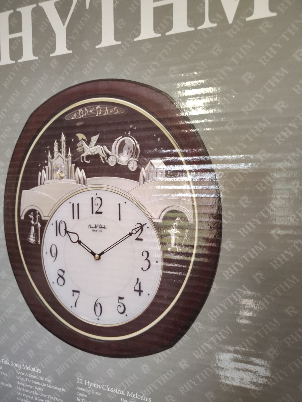 2015 NIB Rhythm Musical "Small World" Clock 4MH862WU23 Woodgrain - Thumbnail 11