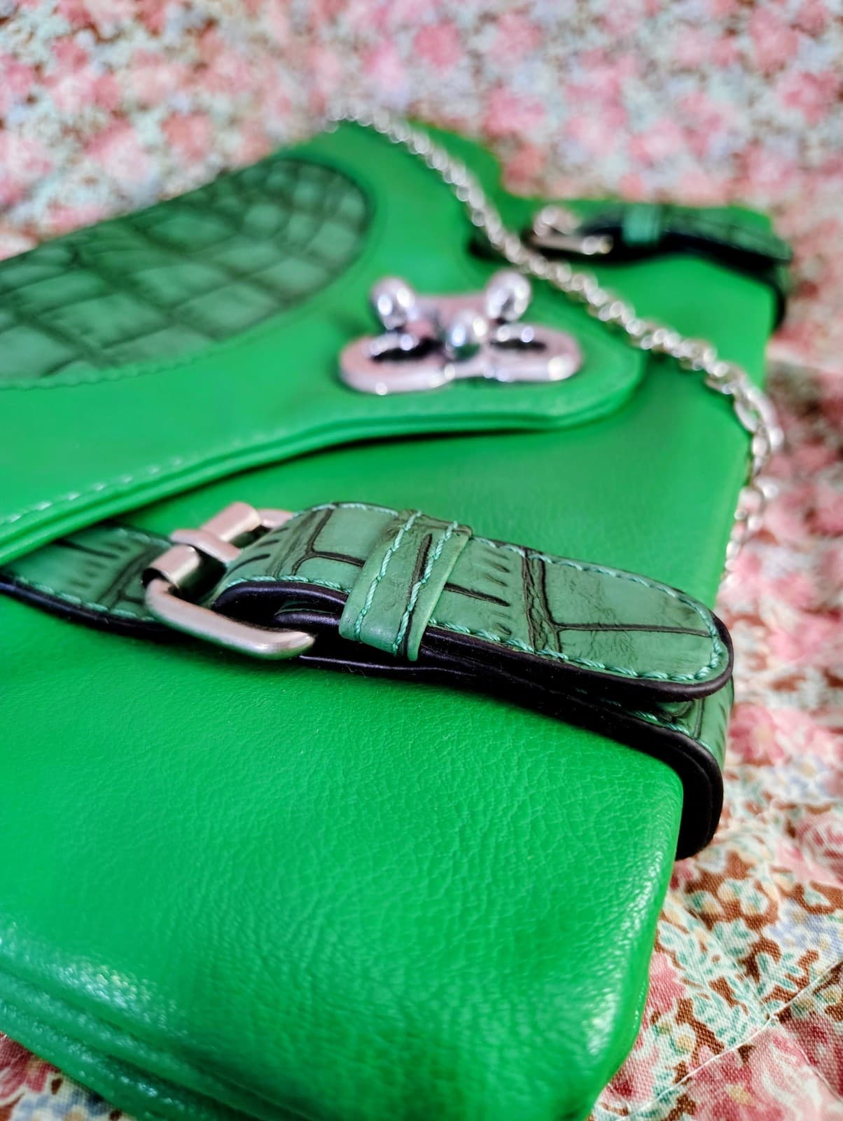 J. Francis Green Crocodile Faux Leather Bag - Thumbnail 20