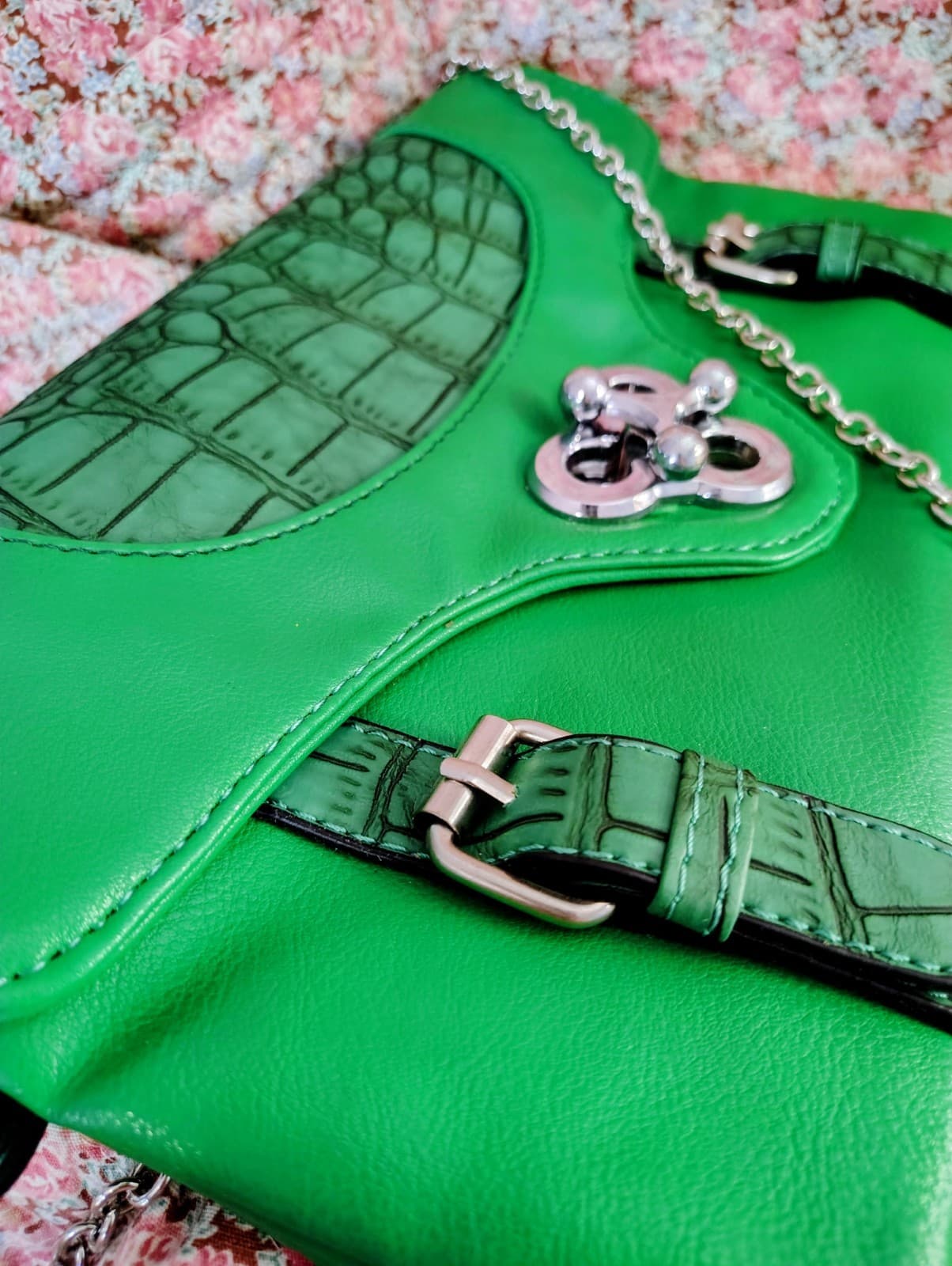 J. Francis Green Crocodile Faux Leather Bag - Thumbnail 19