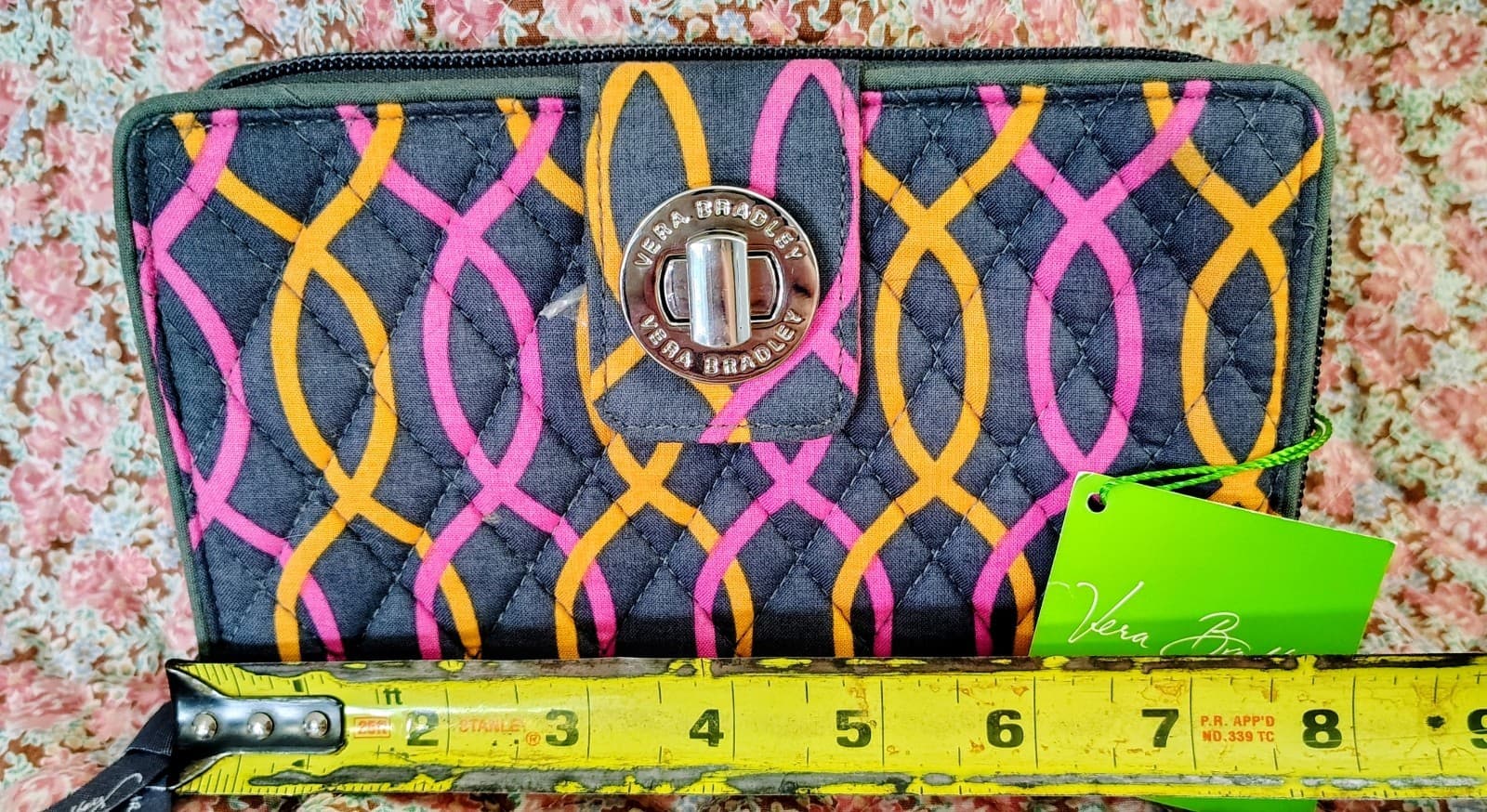 Vera Bradley Jazzy Swirls Turnlock Wallet Retired NWT Pink Orange Gray MSRP $49 - Thumbnail 11