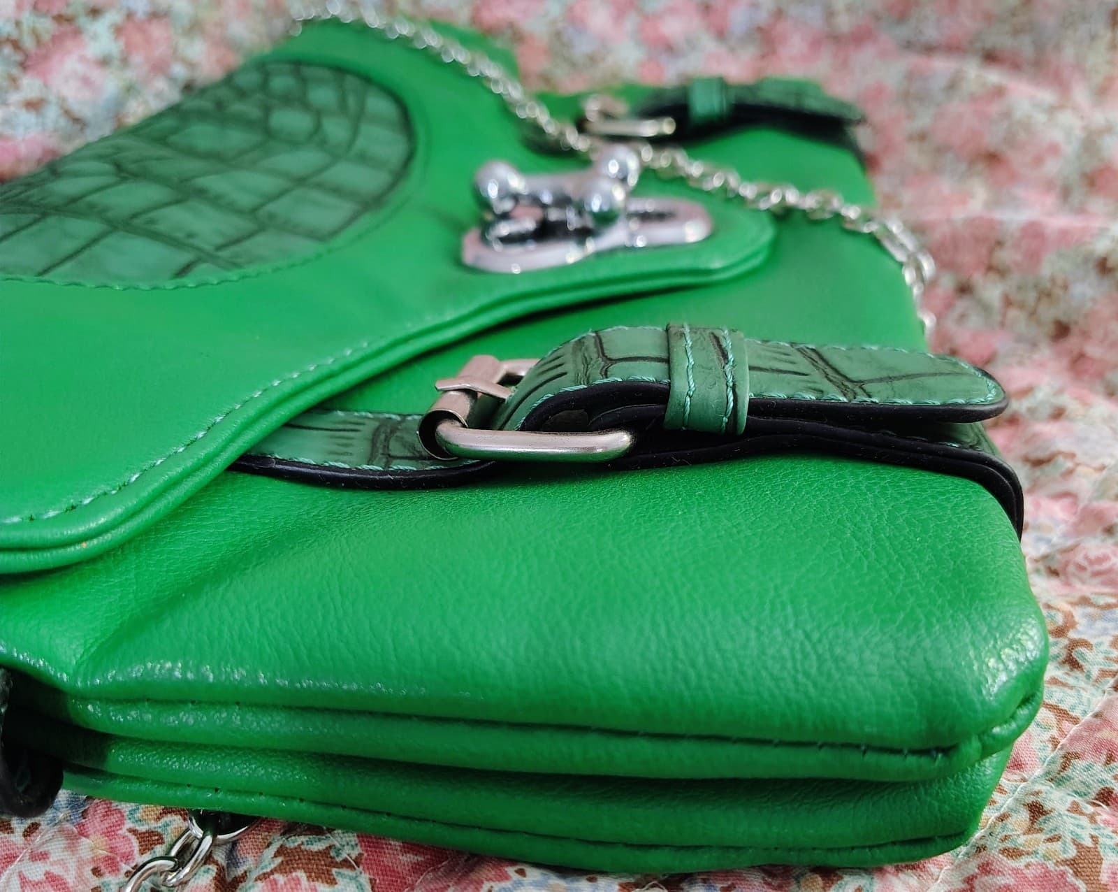 J. Francis Green Crocodile Faux Leather Bag - Thumbnail 18