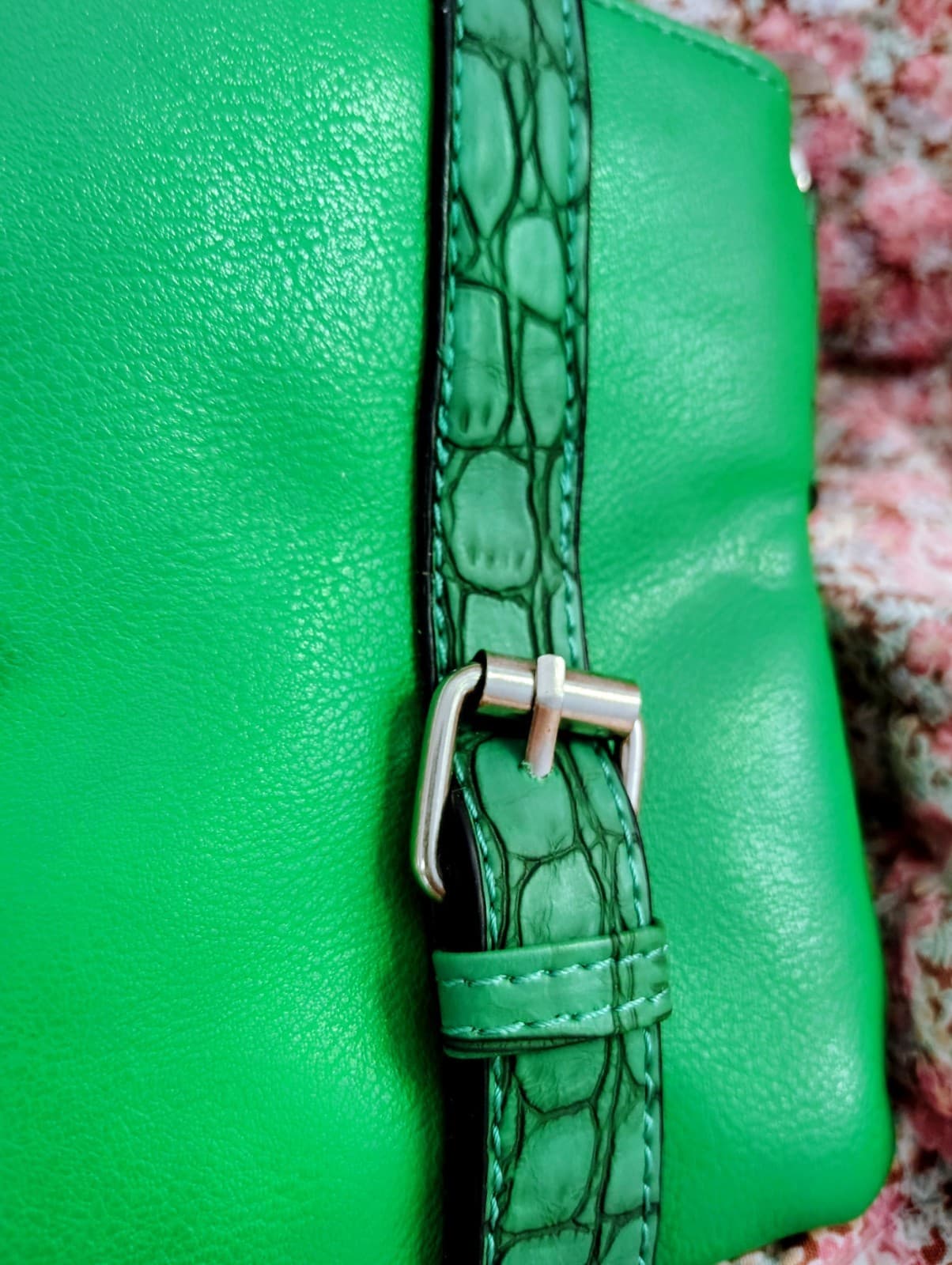 J. Francis Green Crocodile Faux Leather Bag - Thumbnail 9