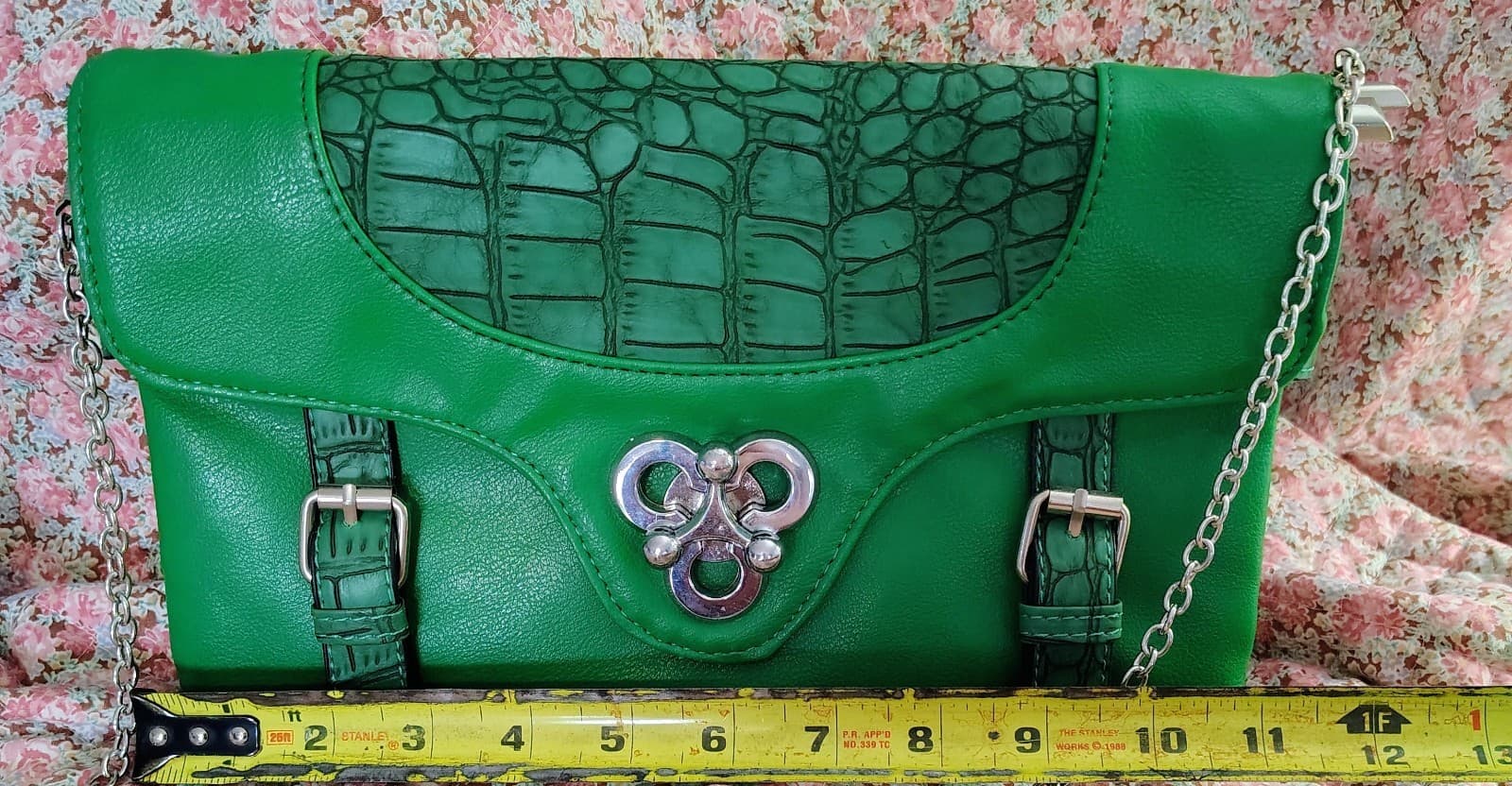 J. Francis Green Crocodile Faux Leather Bag - Thumbnail 11
