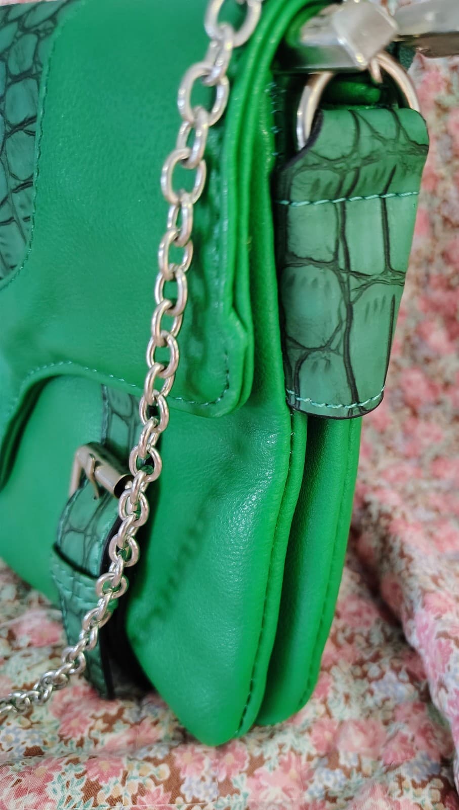 J. Francis Green Crocodile Faux Leather Bag - Thumbnail 17