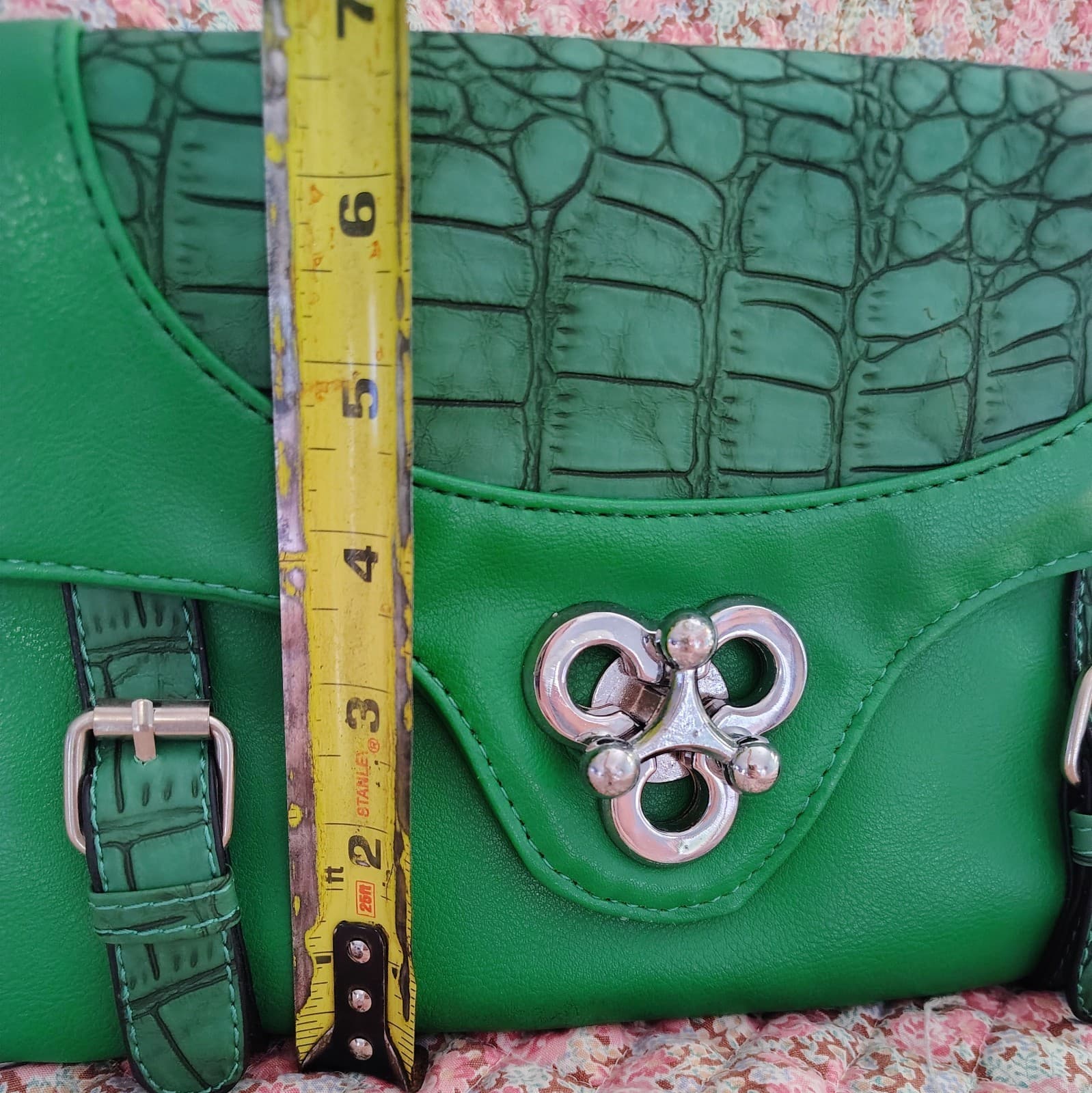 J. Francis Green Crocodile Faux Leather Bag - Thumbnail 16