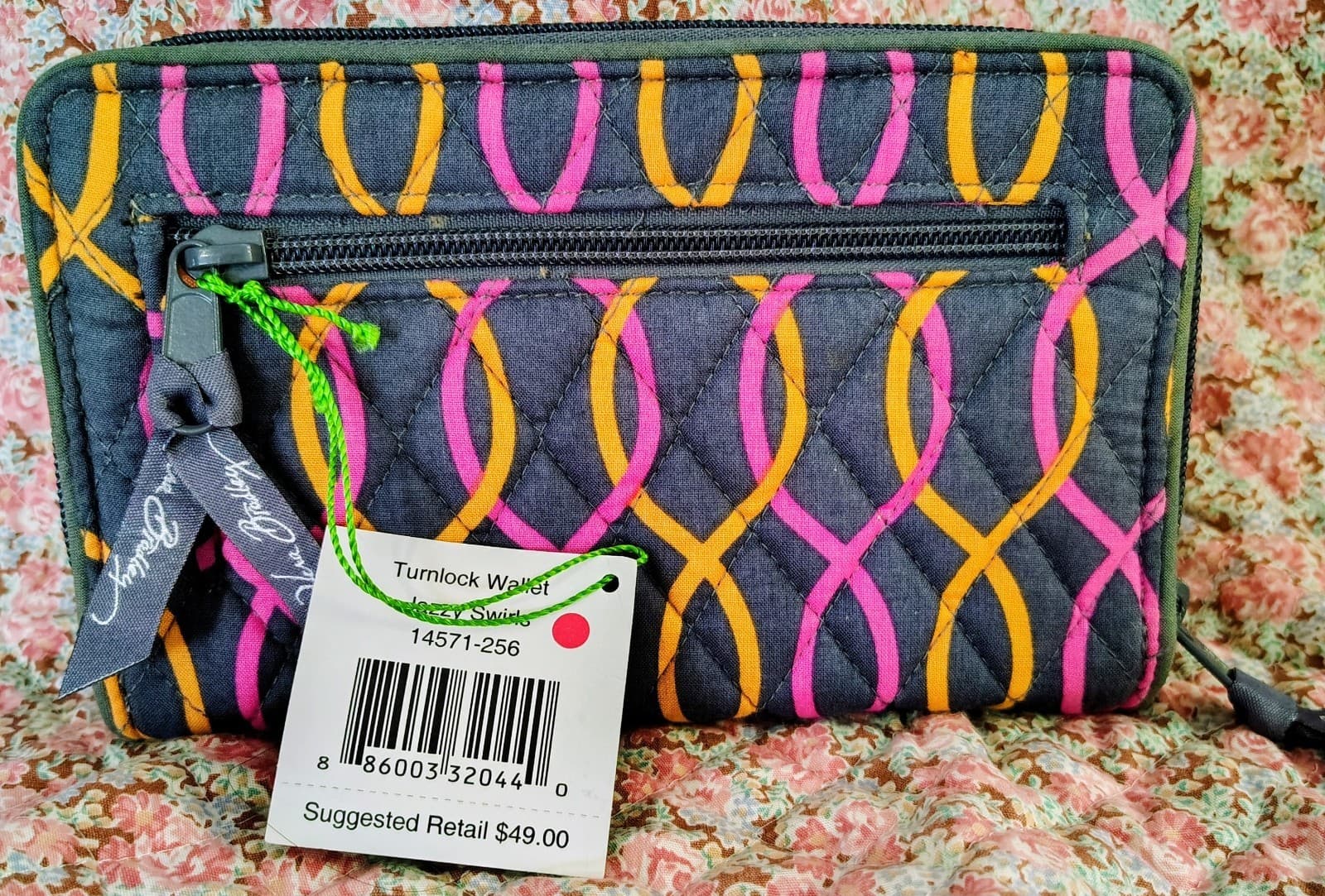Vera Bradley Jazzy Swirls Turnlock Wallet Retired NWT Pink Orange Gray MSRP $49 - Thumbnail 7