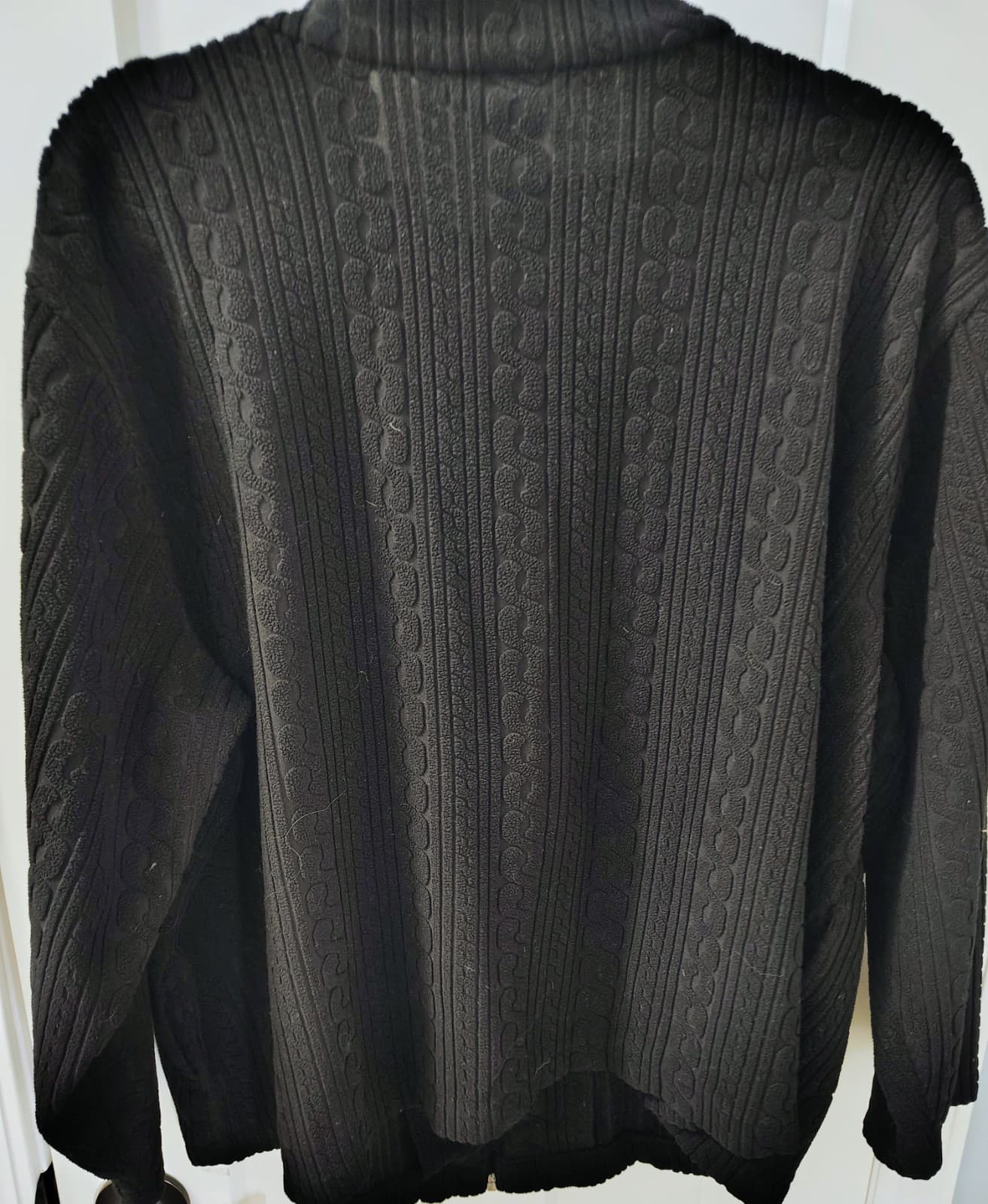 KAREN SCOTT Textured Cable Knit Sweater Full Zip Black Cotton, Size 1X - Thumbnail 3