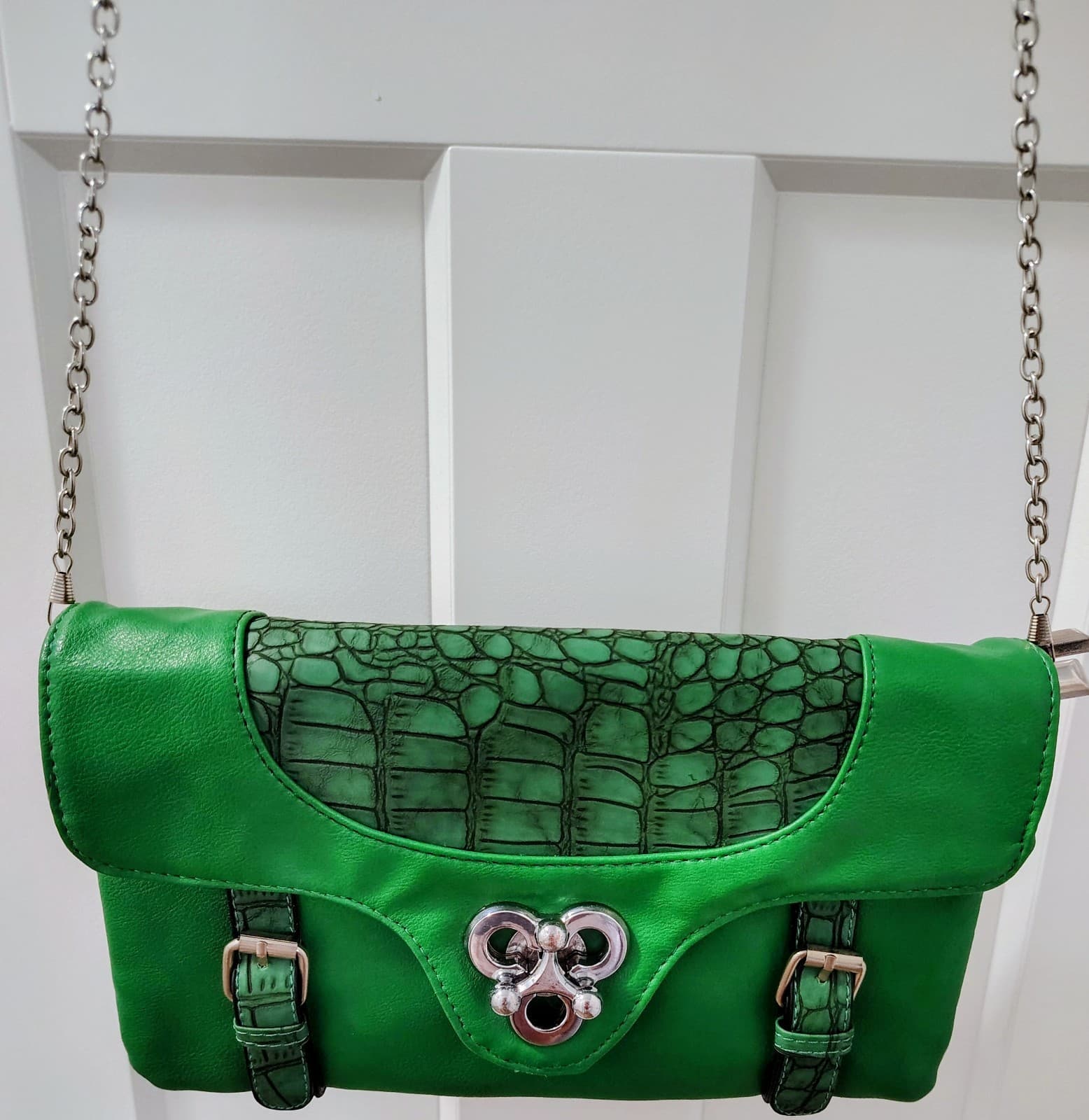 J. Francis Green Crocodile Faux Leather Bag - Thumbnail 15