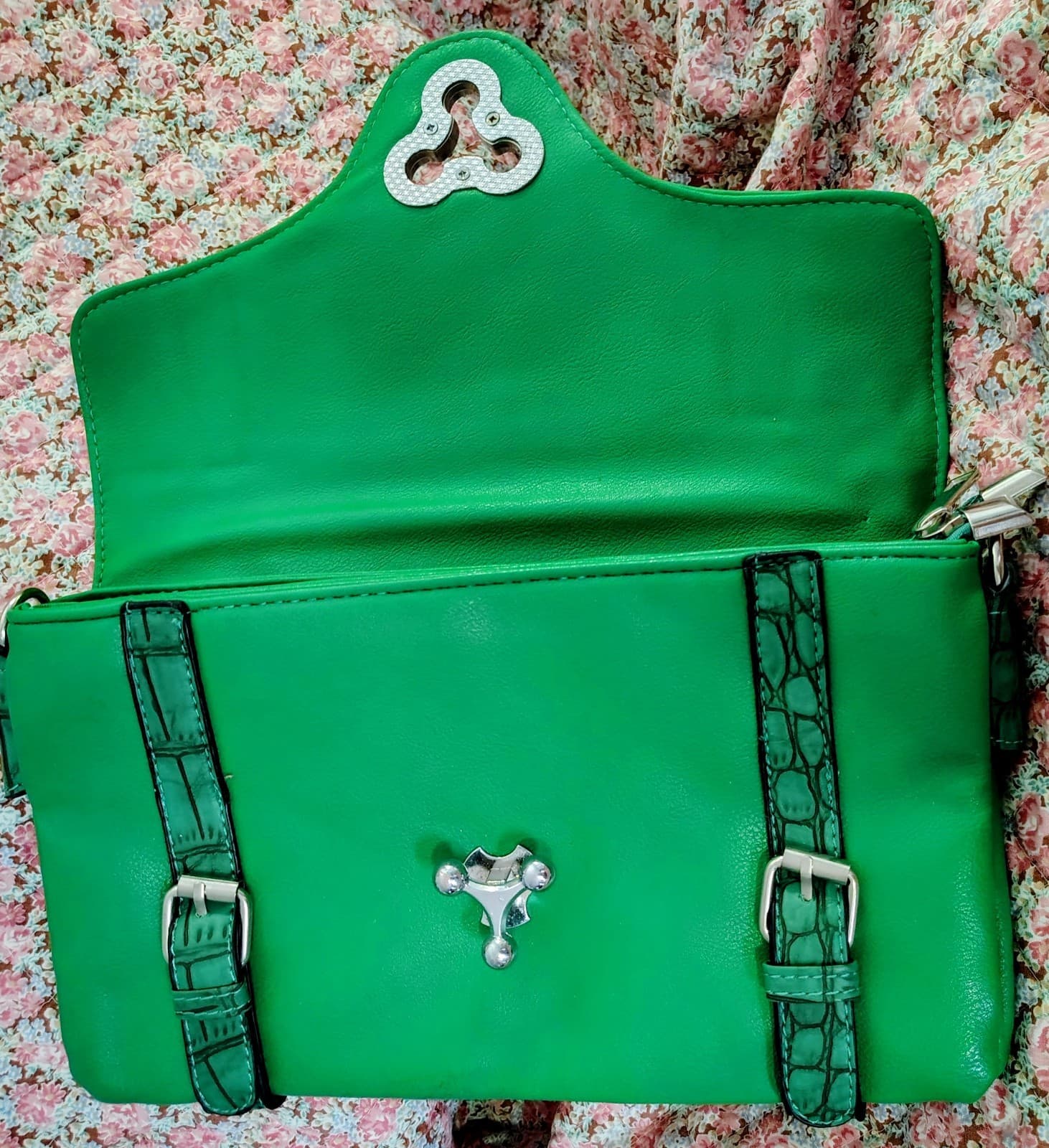 J. Francis Green Crocodile Faux Leather Bag - Thumbnail 6