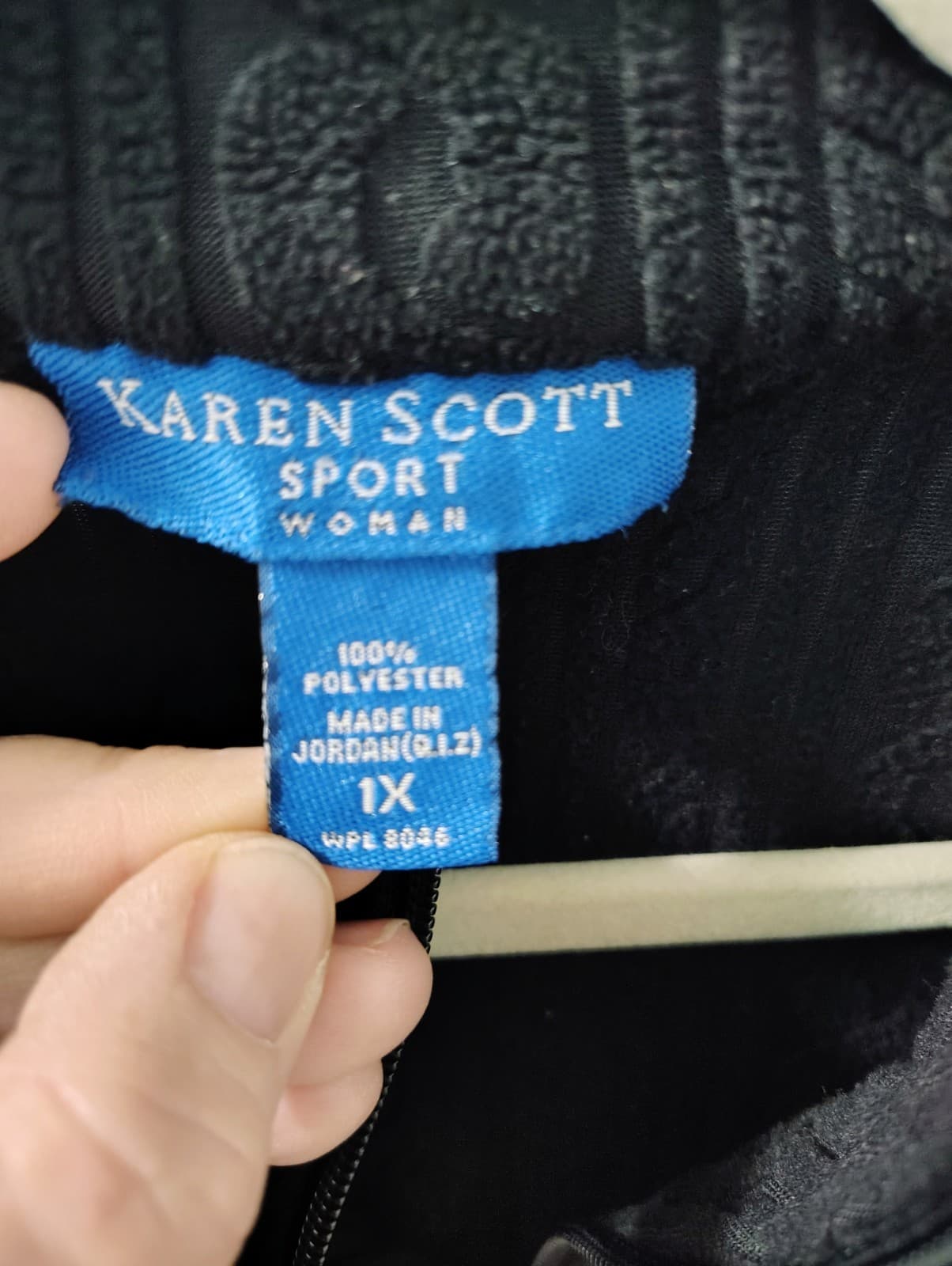 KAREN SCOTT Textured Cable Knit Sweater Full Zip Black Cotton, Size 1X - Thumbnail 6