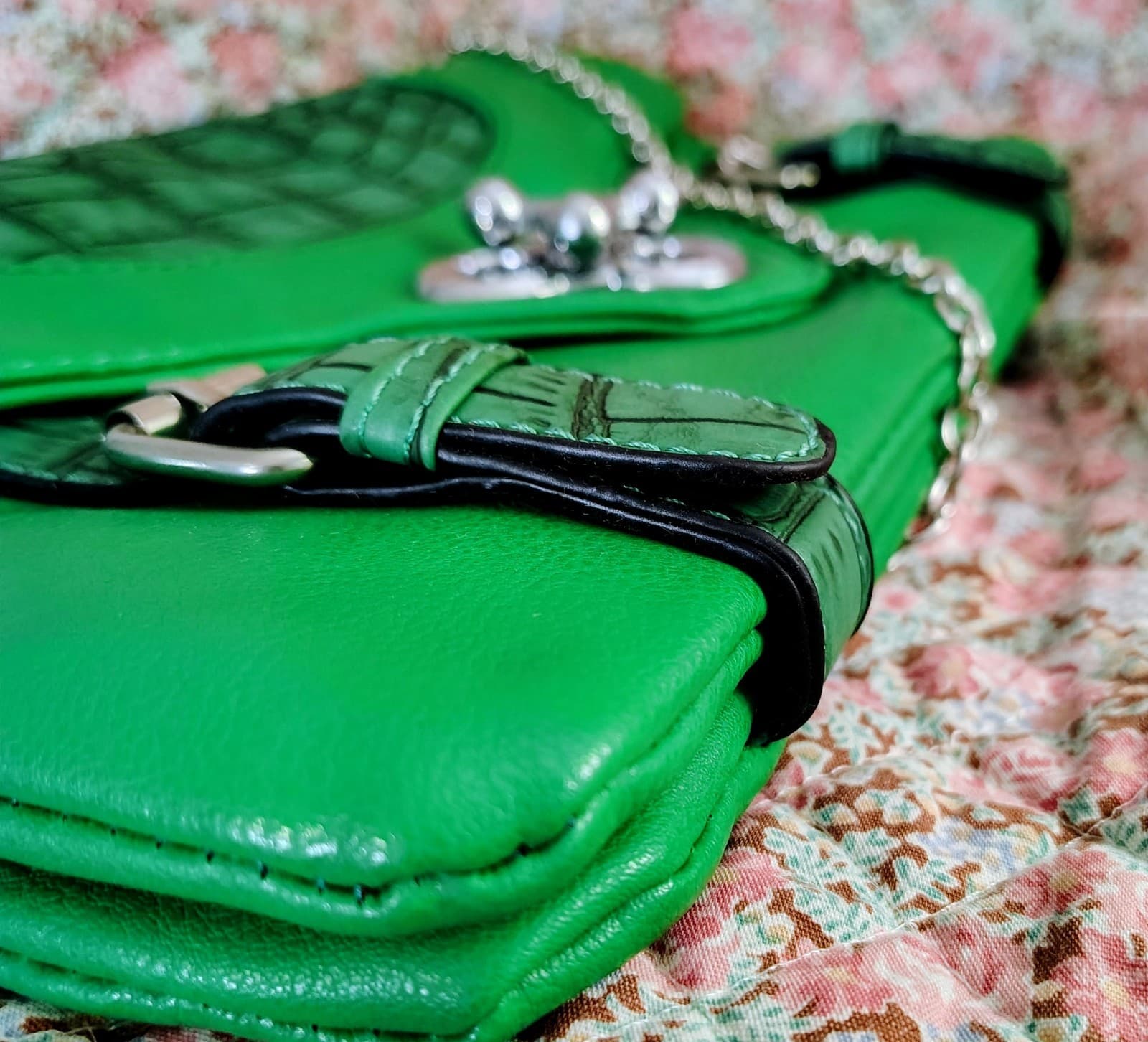 J. Francis Green Crocodile Faux Leather Bag - Thumbnail 21